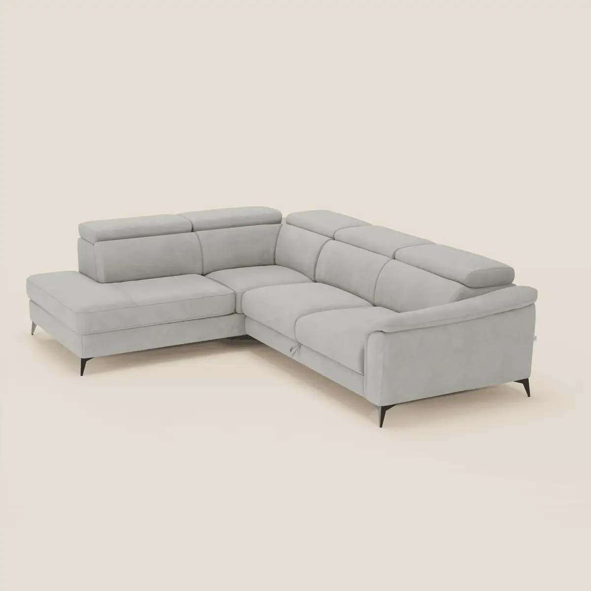 Arcos Canapé d'angle - pieds hauts et têtières inclinables en microfibre imperméable T11 gris clair - Image 9