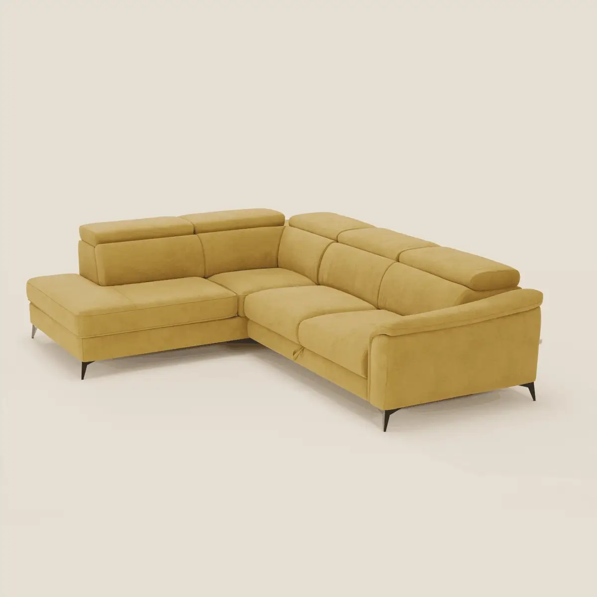 Arcos Canapé d'angle - pieds hauts et têtières inclinables en microfibre imperméable T11 jaune - Image 2