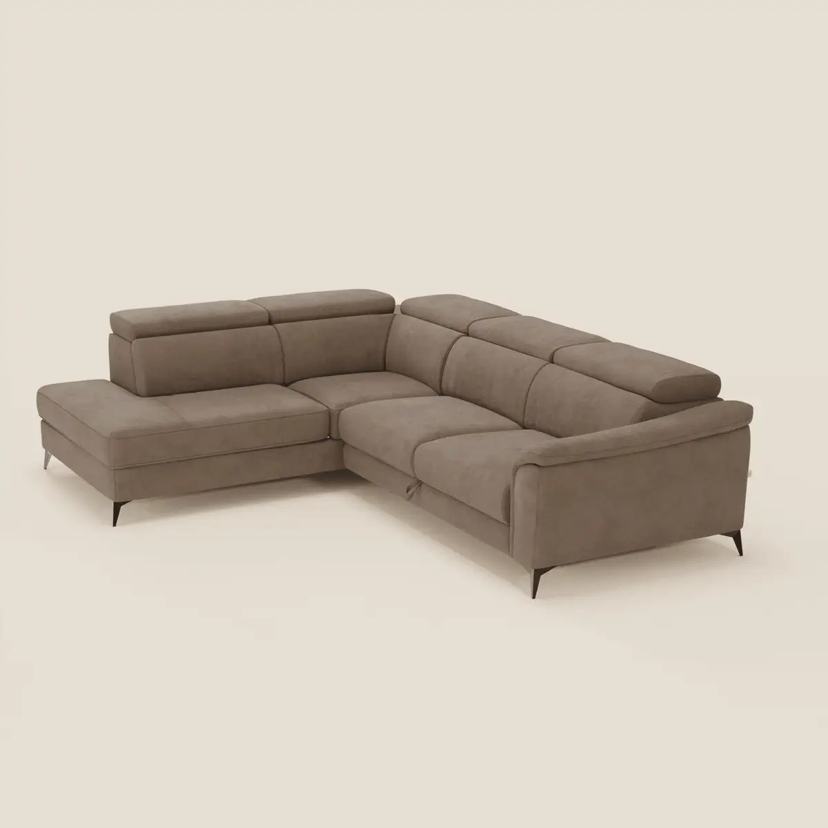 Arcos Canapé d'angle - pieds hauts et têtières inclinables en microfibre imperméable T11 marron - Image 9