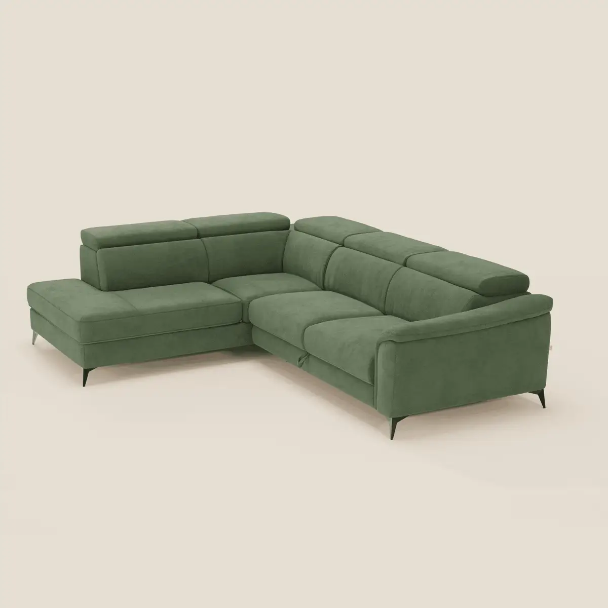 Arcos Canapé d'angle - pieds hauts et têtières inclinables en microfibre imperméable T11 vert - Image 9