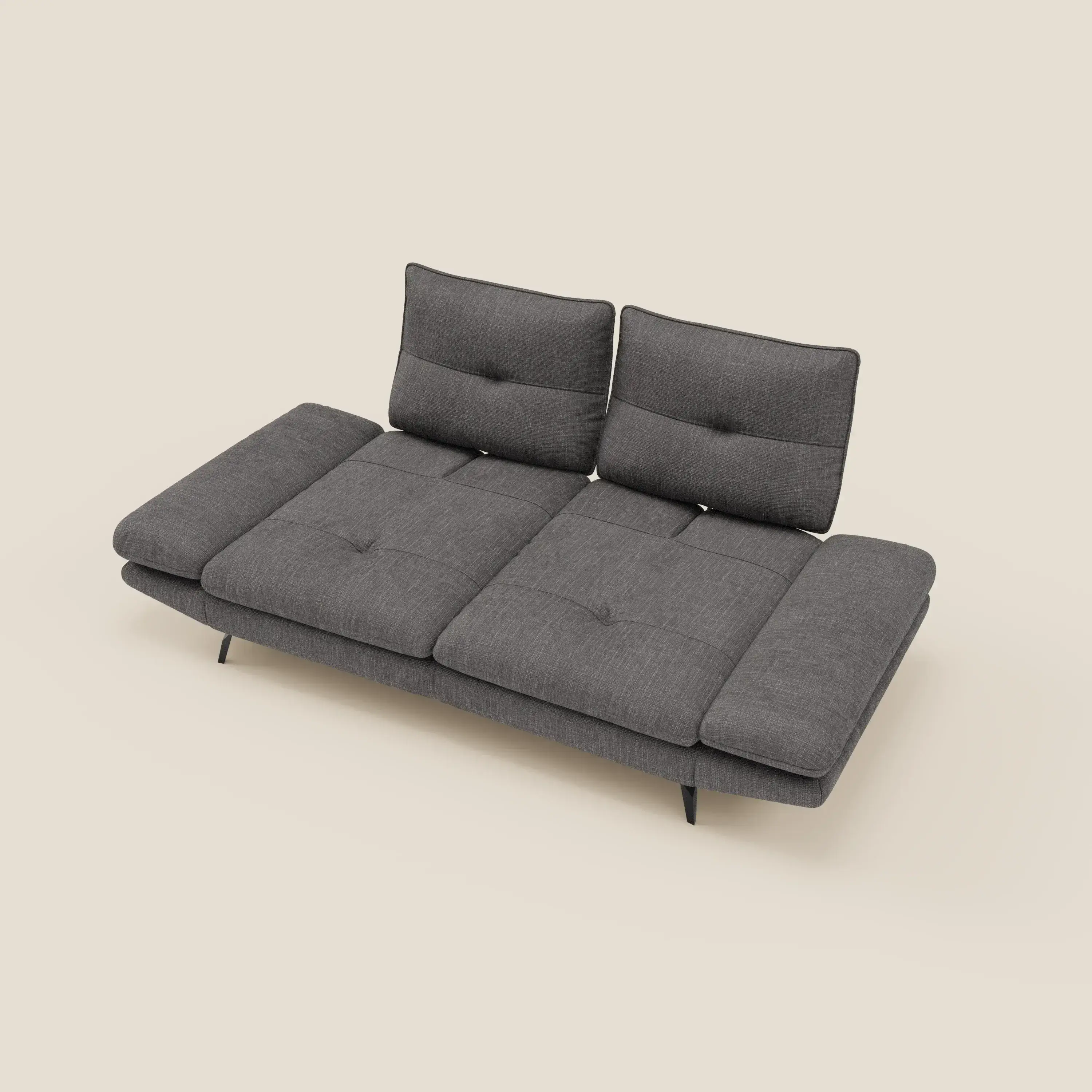 Ardex Canapé 3 places avec dossiers coulissants et accoudoir réglables en tissu doux imperméable T06 anthracite - Image 11