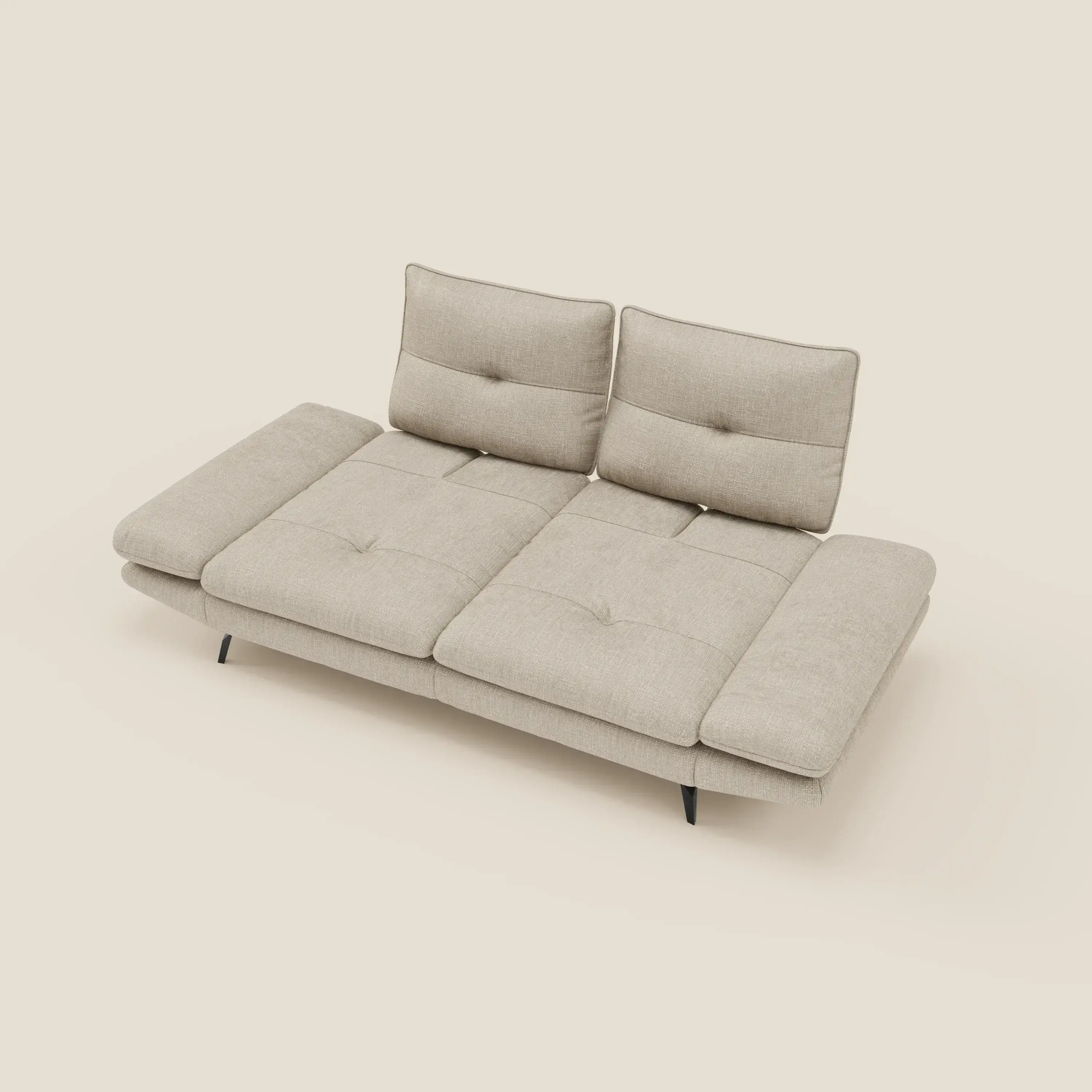 Ardex Canapé 3 places avec dossiers coulissants et accoudoir réglables en tissu doux imperméable T06 crème - Image 11