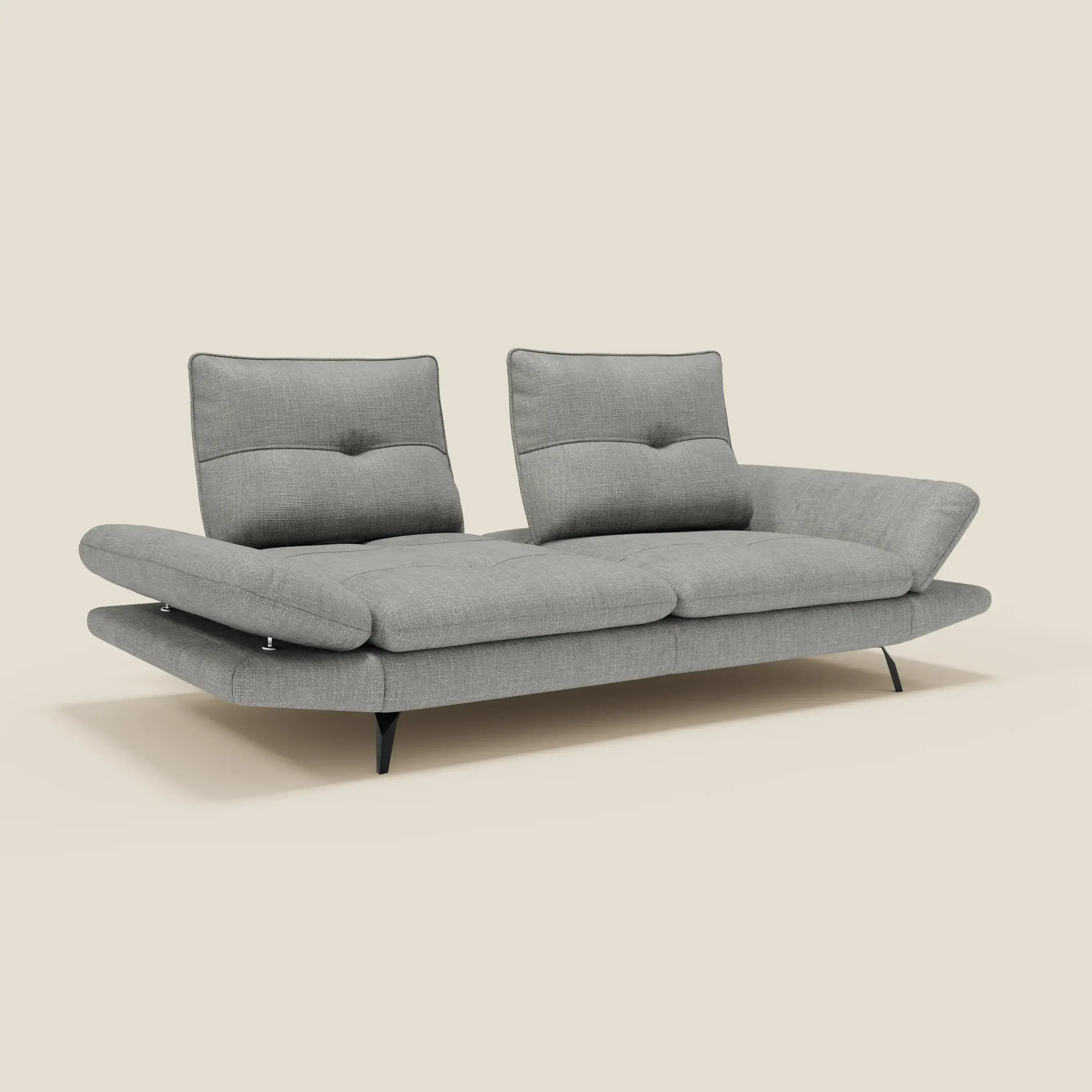 Ardex Canapé 3 places avec dossiers coulissants et accoudoir réglables en tissu doux imperméable T06 gris - Image 2
