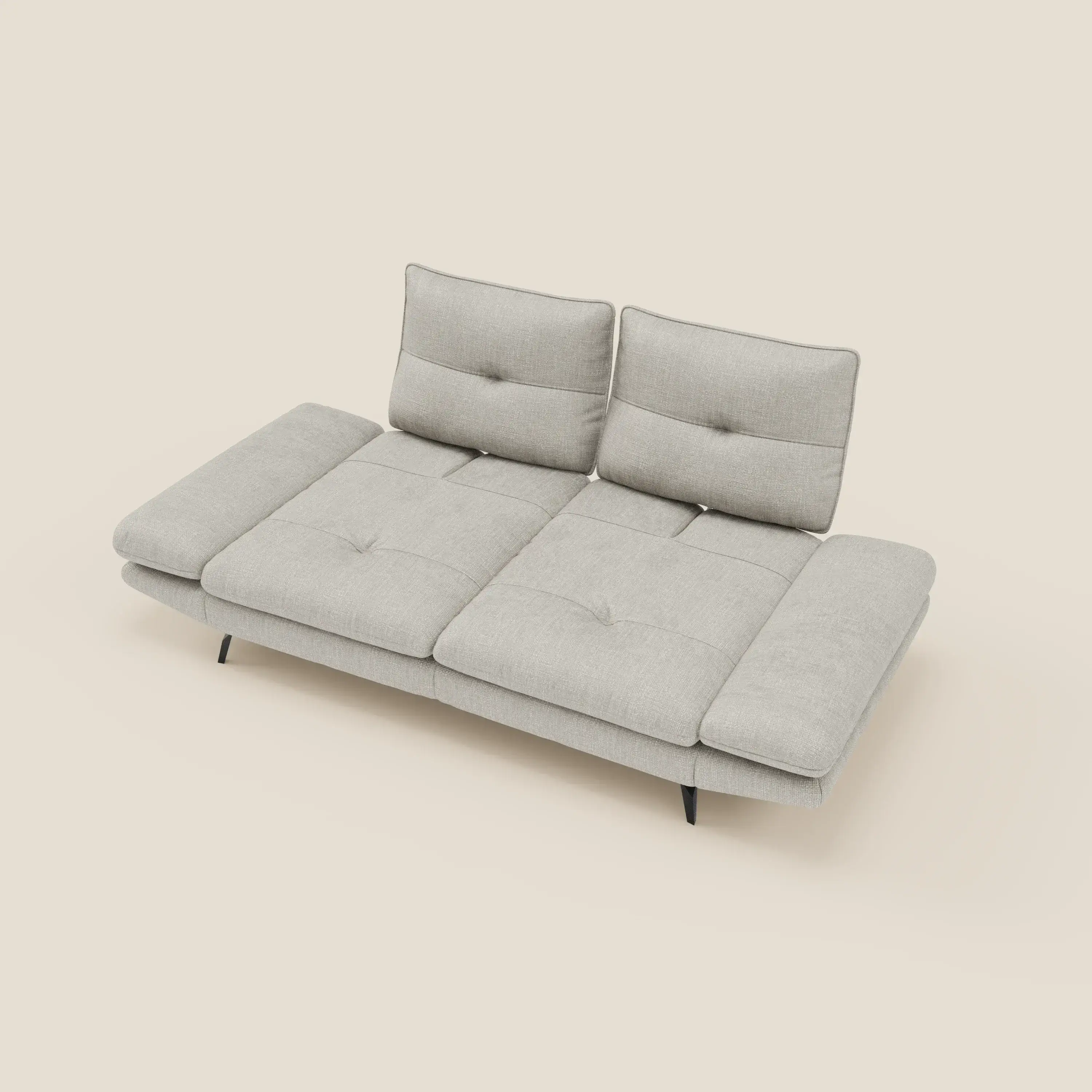 Ardex Canapé 3 places avec dossiers coulissants et accoudoir réglables en tissu doux imperméable T06 gris clair - Image 11