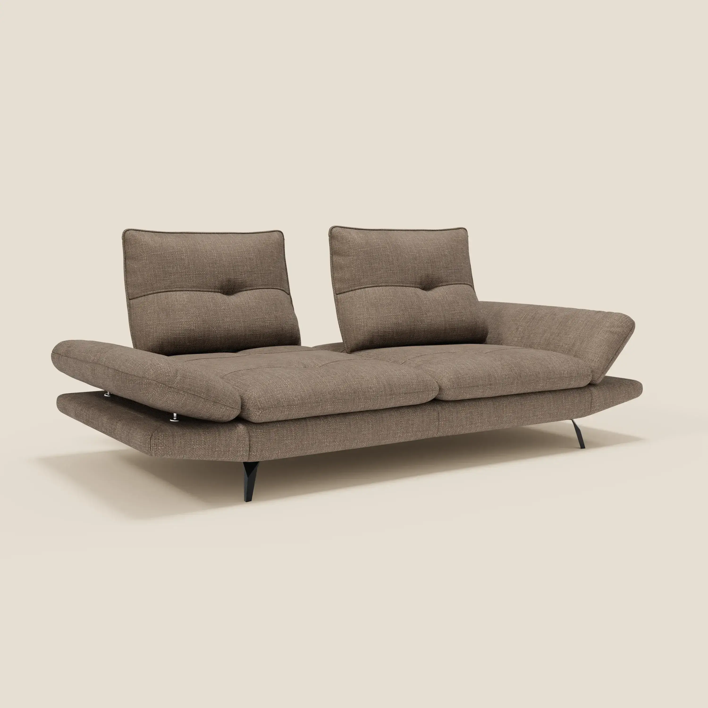Ardex Canapé 3 places avec dossiers coulissants et accoudoir réglables en tissu doux imperméable T06 marron - Image 2
