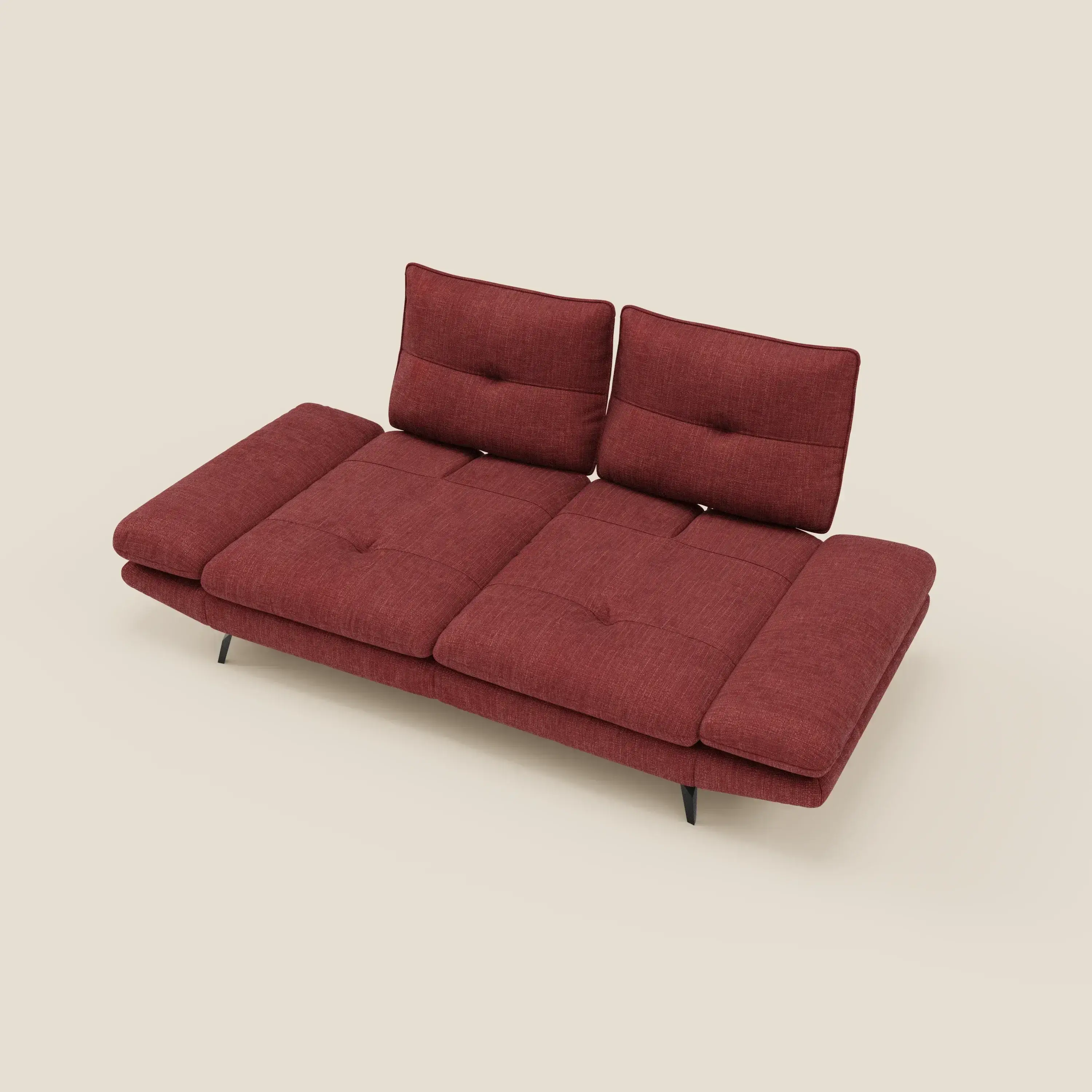 Ardex Canapé 3 places avec dossiers coulissants et accoudoir réglables en tissu doux imperméable T06 rouge - Image 11