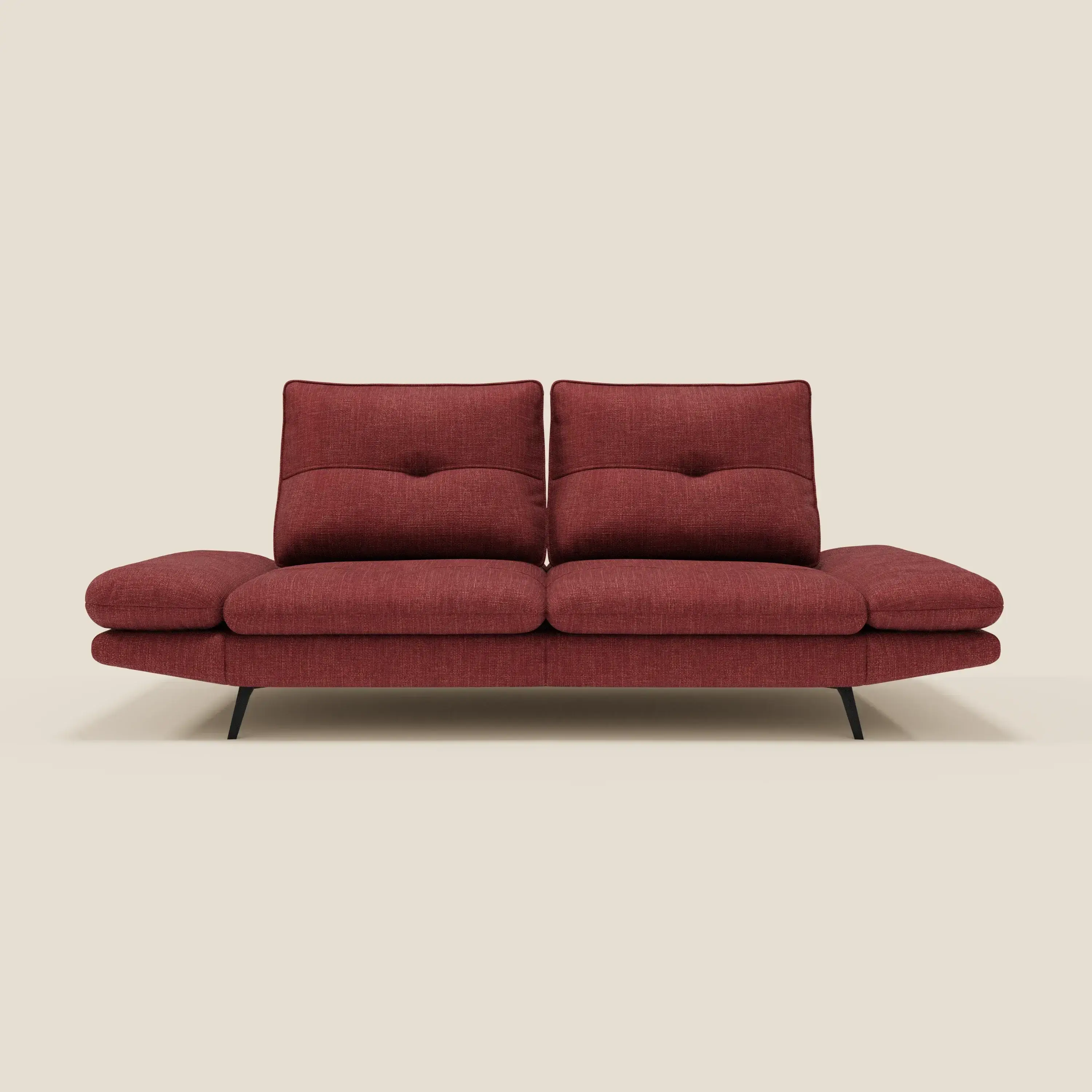 Ardex Canapé 3 places avec dossiers coulissants et accoudoir réglables en tissu doux imperméable T06 rouge - Image 3