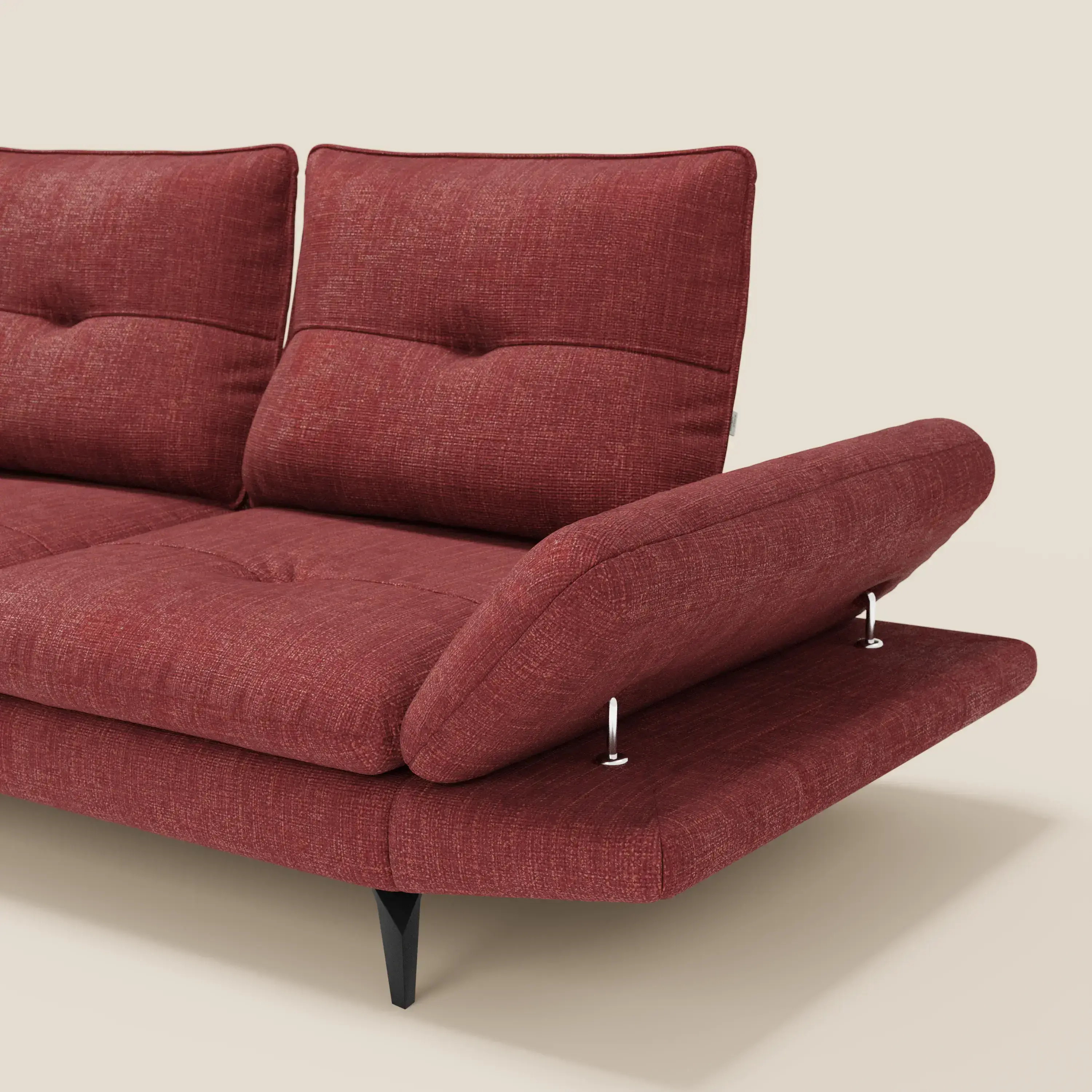 Ardex Canapé 3 places avec dossiers coulissants et accoudoir réglables en tissu doux imperméable T06 rouge - Image 4
