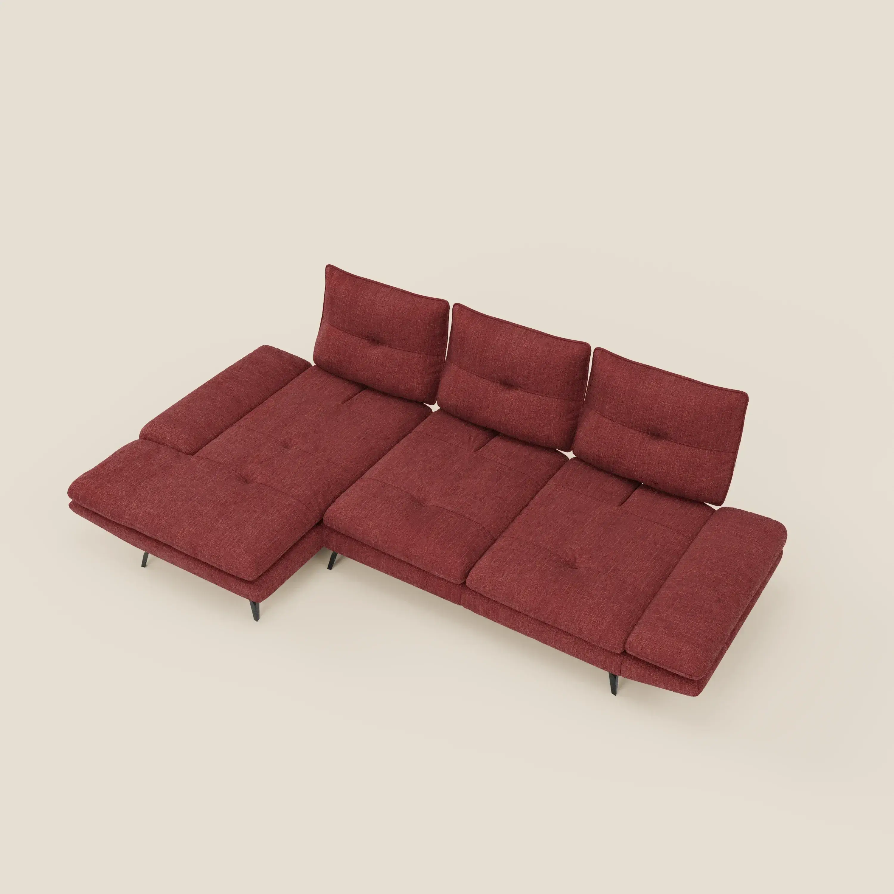 Ardex Canapé avec méridienne - dossiers coulissants et accoudoirs réglables en élégant tissu imperméable T06 - Image 11