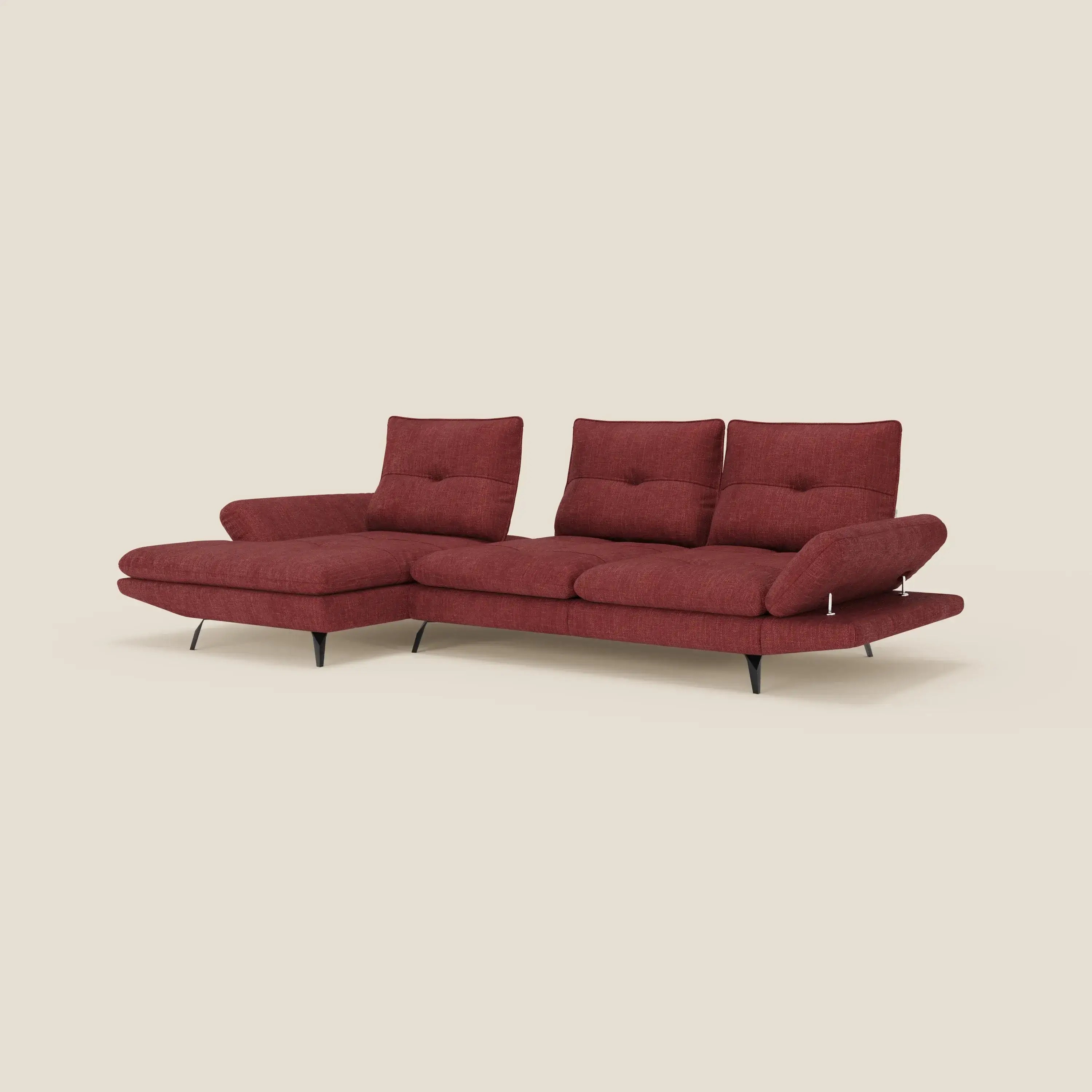 Ardex Canapé avec méridienne - dossiers coulissants et accoudoirs réglables en élégant tissu imperméable T06 - Image 2