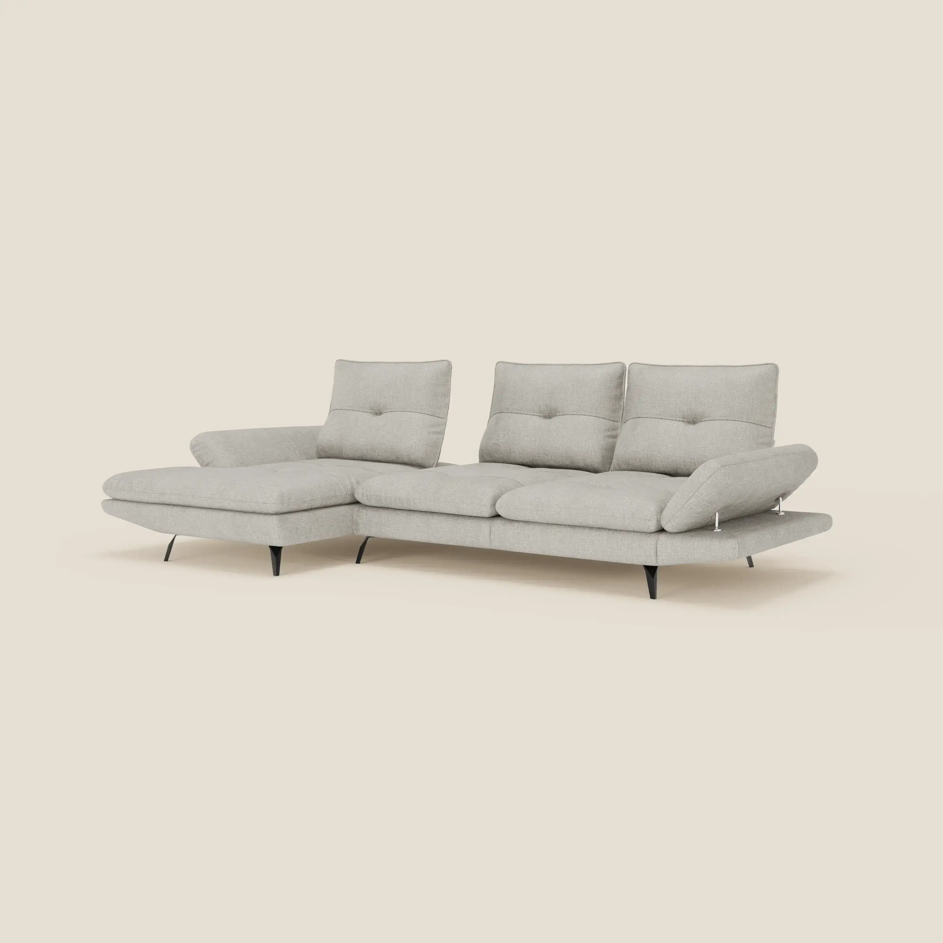 Ardex Canapé avec méridienne - dossiers coulissants et accoudoirs réglables en élégant tissu imperméable T06 - Image 2
