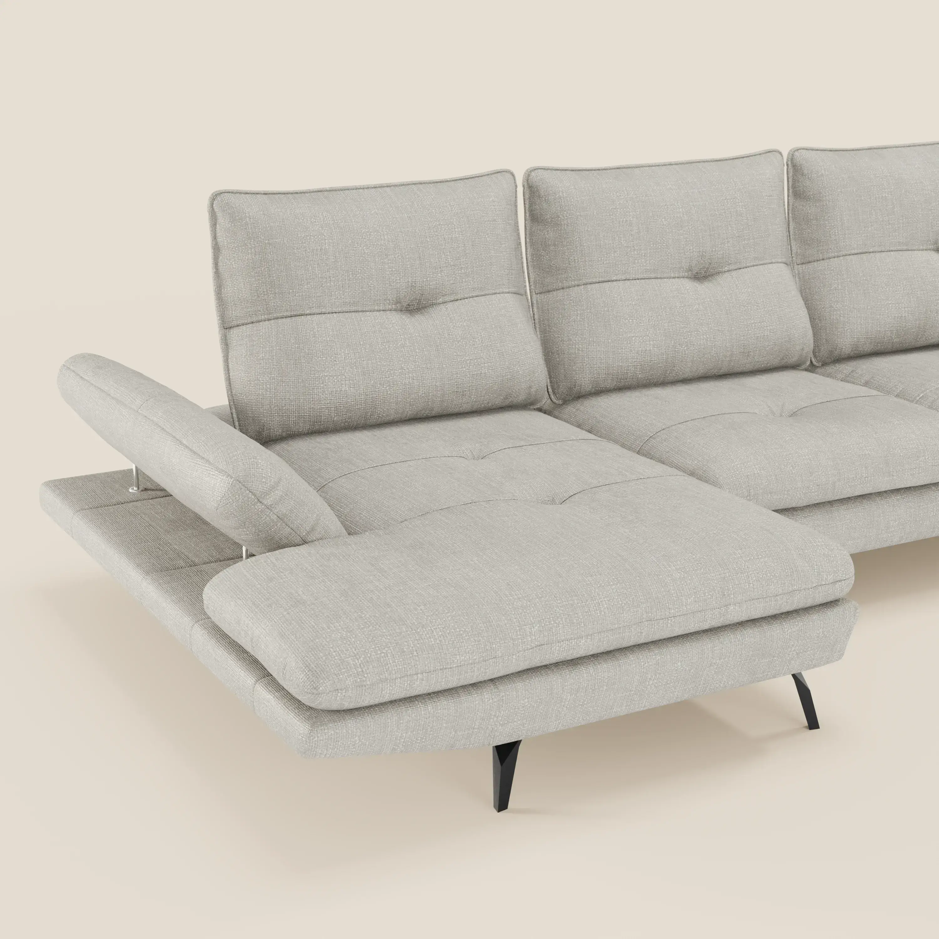 Ardex Canapé avec méridienne - dossiers coulissants et accoudoirs réglables en élégant tissu imperméable T06 - Image 4