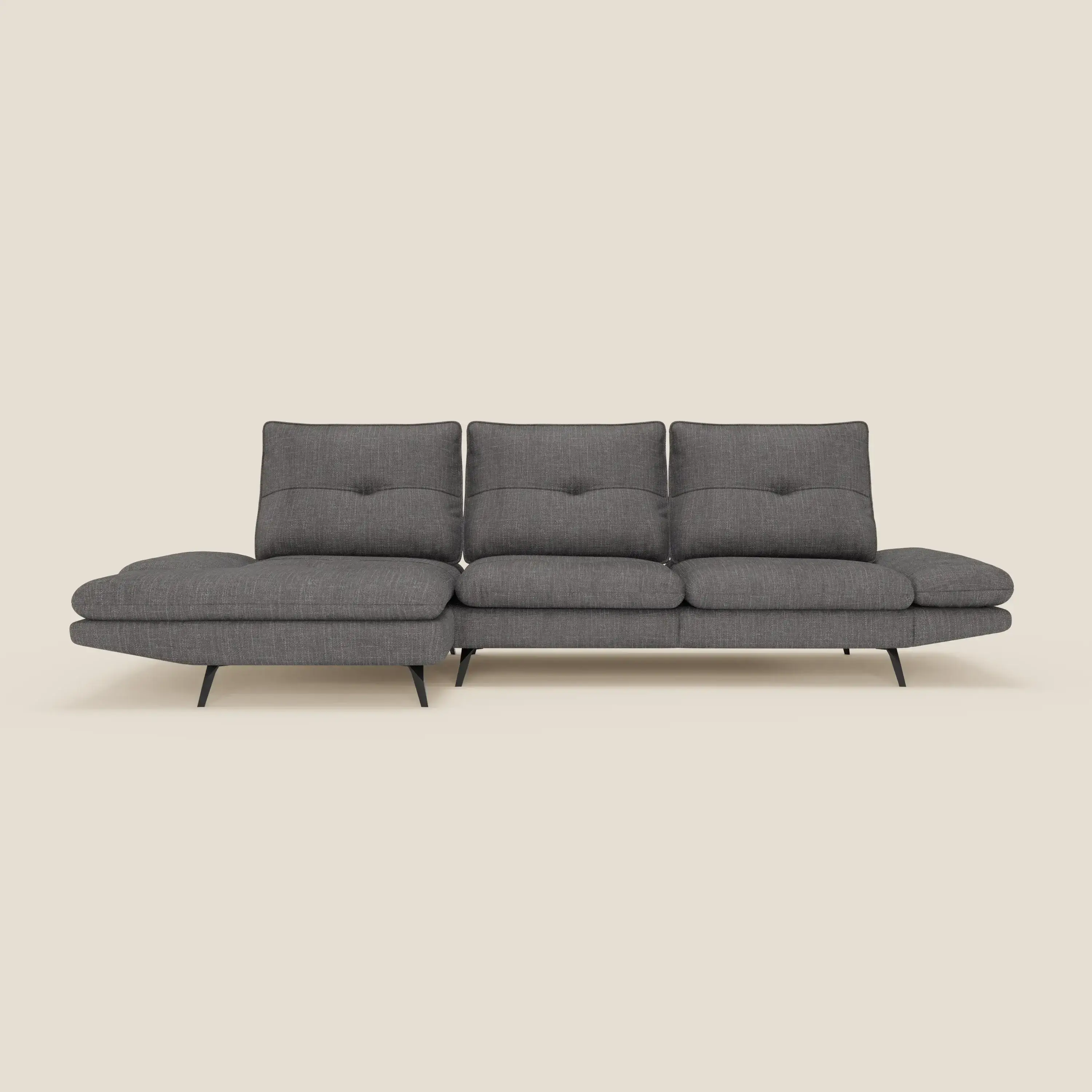 Ardex Canapé avec méridienne - dossiers coulissants et accoudoirs réglables en élégant tissu imperméable T06 anthracite - Image 3