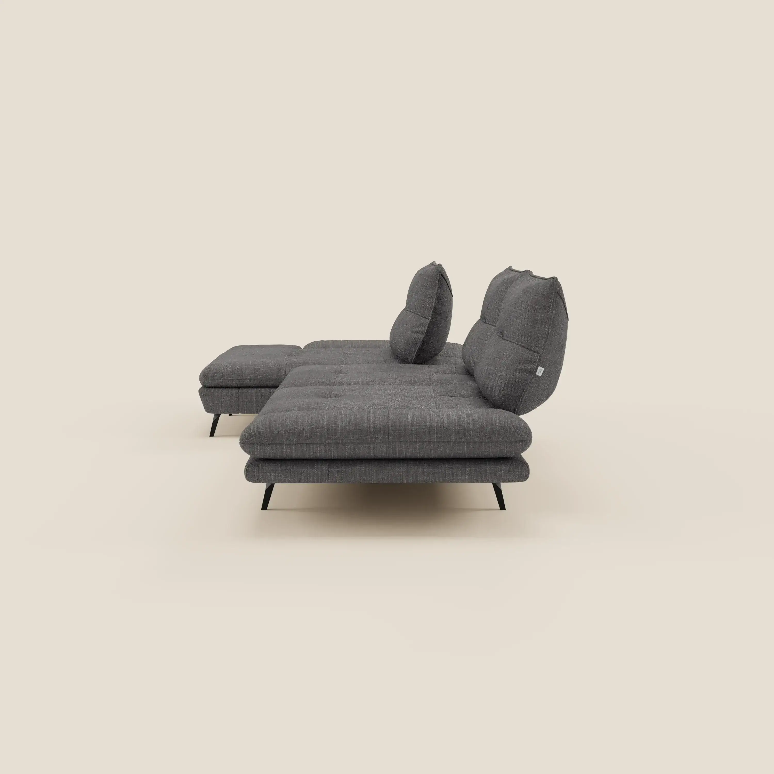 Ardex Canapé avec méridienne - dossiers coulissants et accoudoirs réglables en élégant tissu imperméable T06 anthracite - Image 7