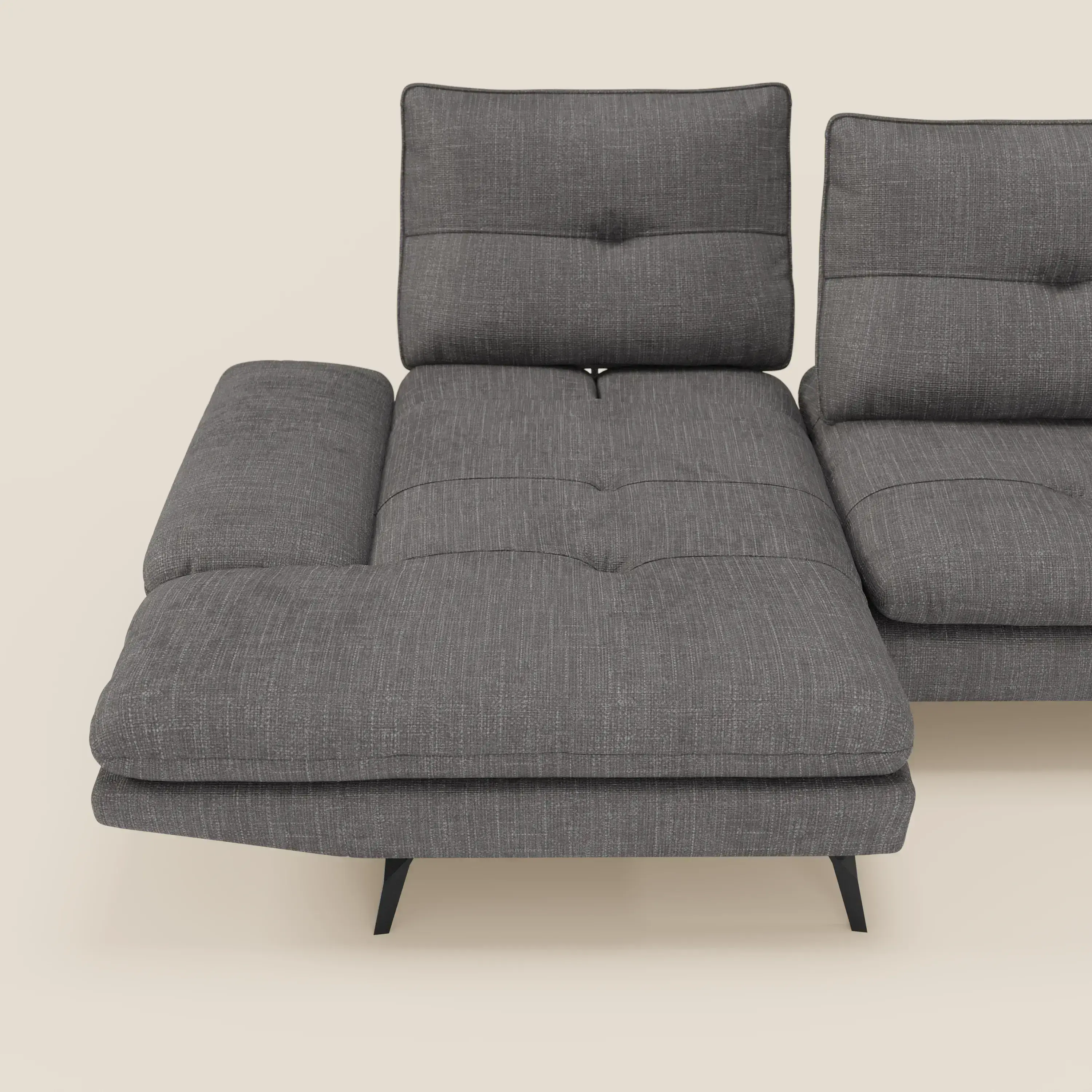 Ardex Canapé avec méridienne - dossiers coulissants et accoudoirs réglables en élégant tissu imperméable T06 anthracite - Image 8