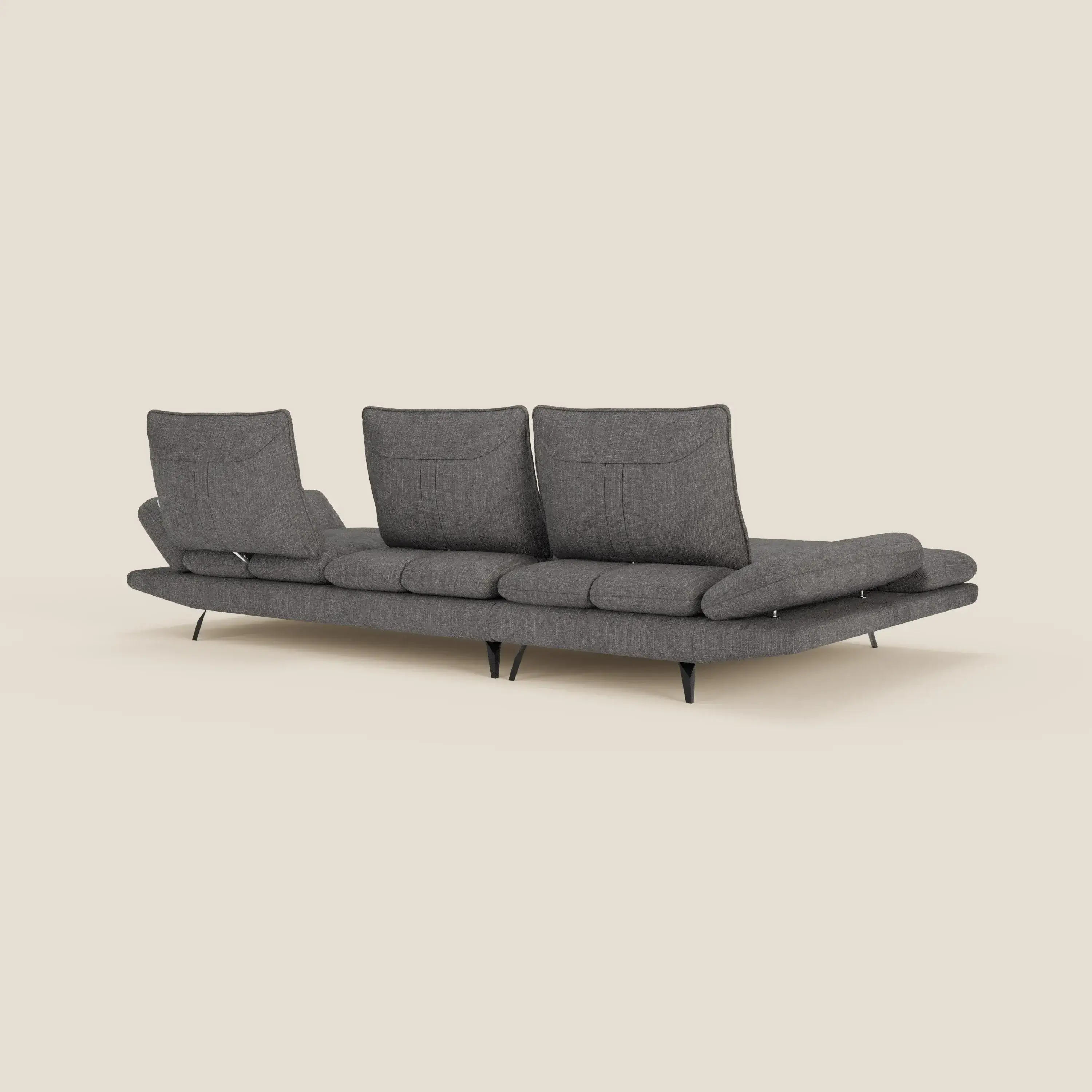 Ardex Canapé avec méridienne - dossiers coulissants et accoudoirs réglables en élégant tissu imperméable T06 anthracite - Image 9