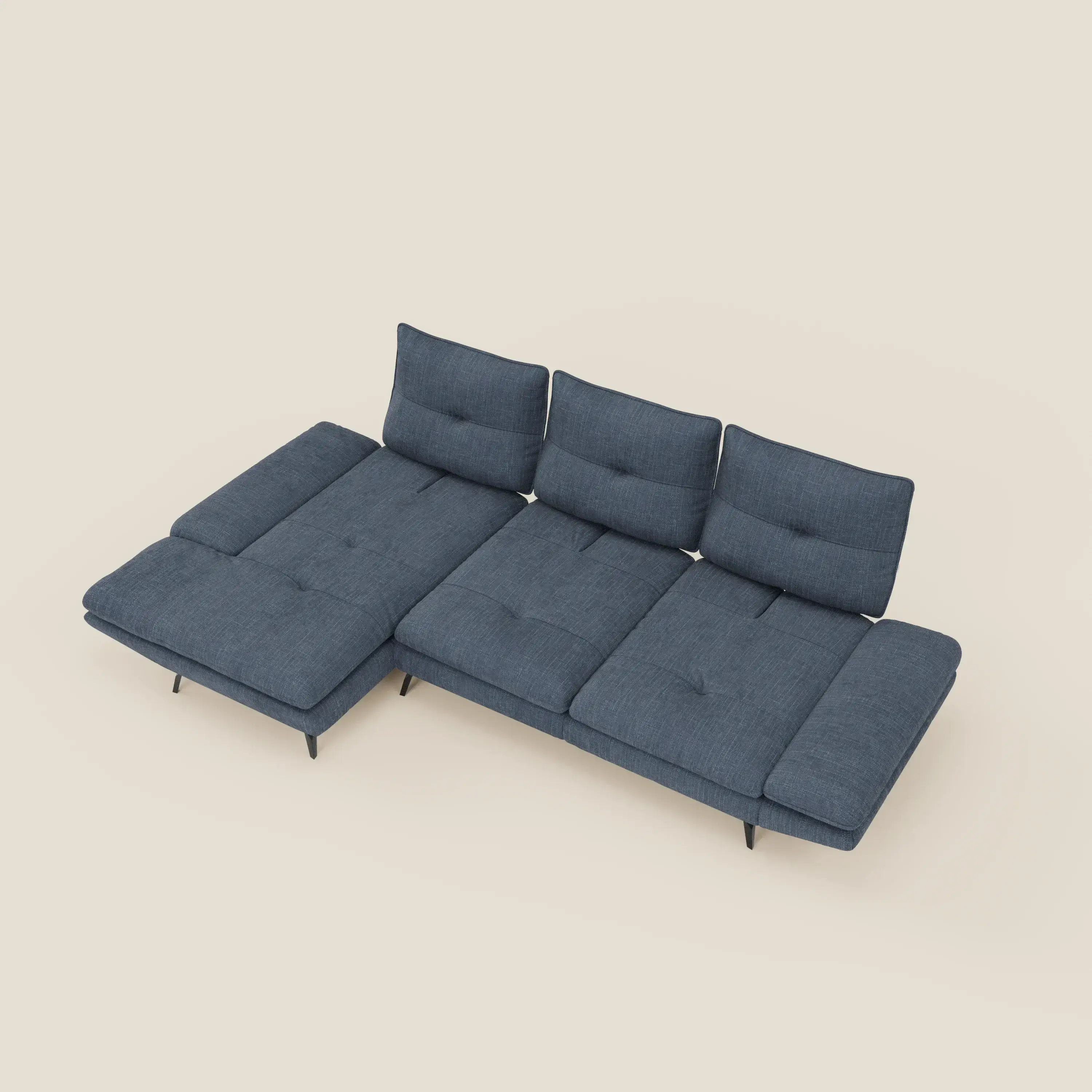 Ardex Canapé avec méridienne - dossiers coulissants et accoudoirs réglables en élégant tissu imperméable T06 bleu - Image 11