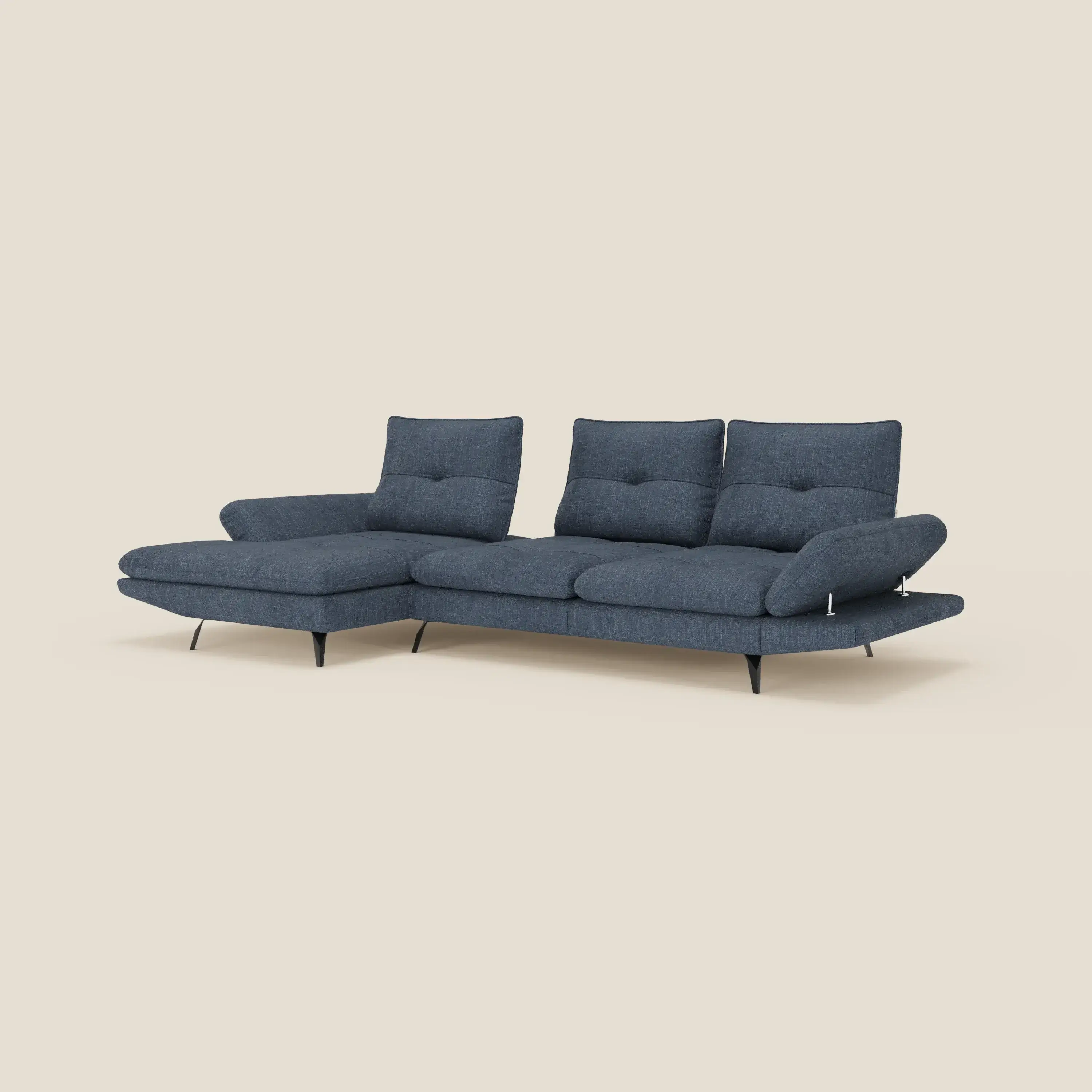 Ardex Canapé avec méridienne - dossiers coulissants et accoudoirs réglables en élégant tissu imperméable T06 bleu - Image 2