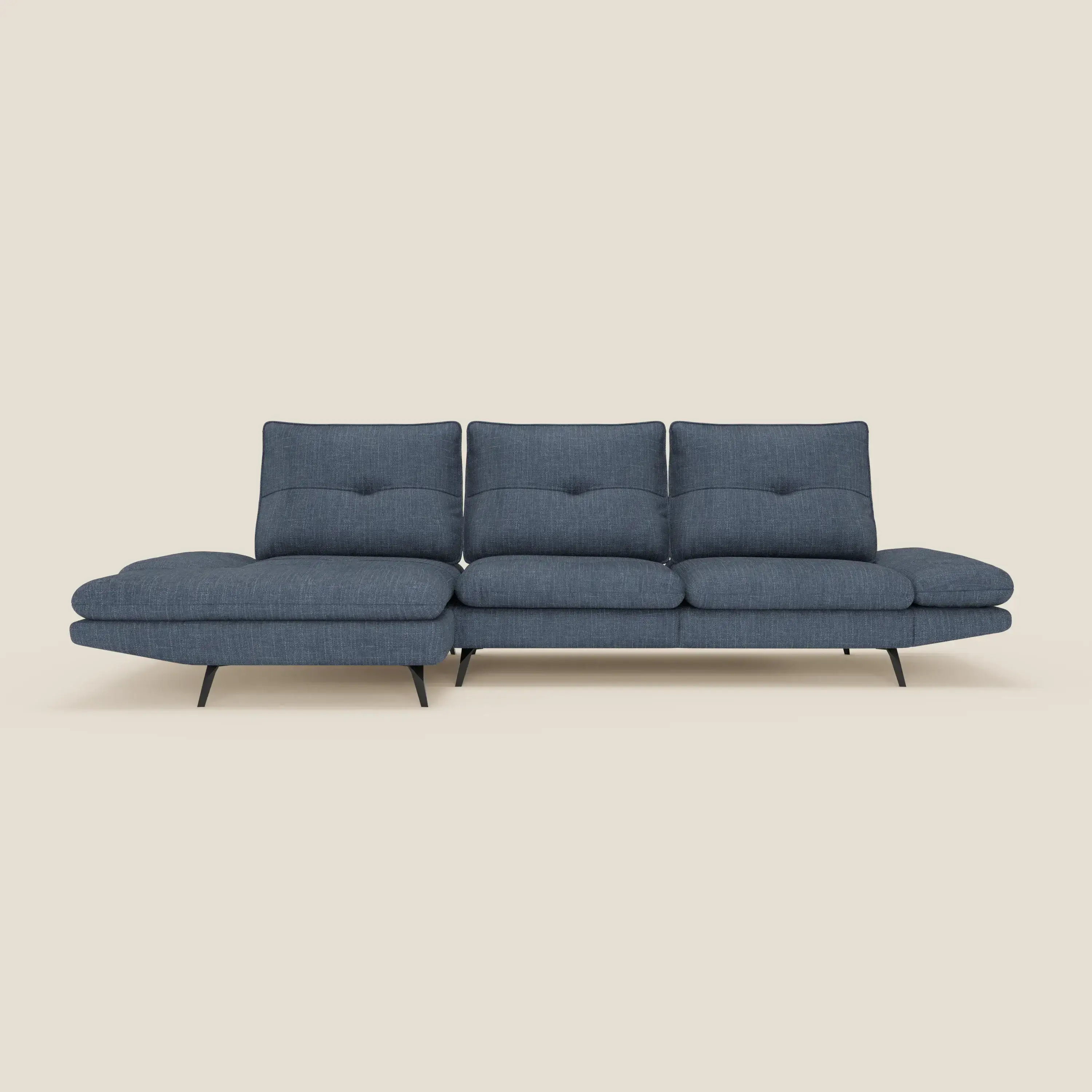Ardex Canapé avec méridienne - dossiers coulissants et accoudoirs réglables en élégant tissu imperméable T06 bleu - Image 3