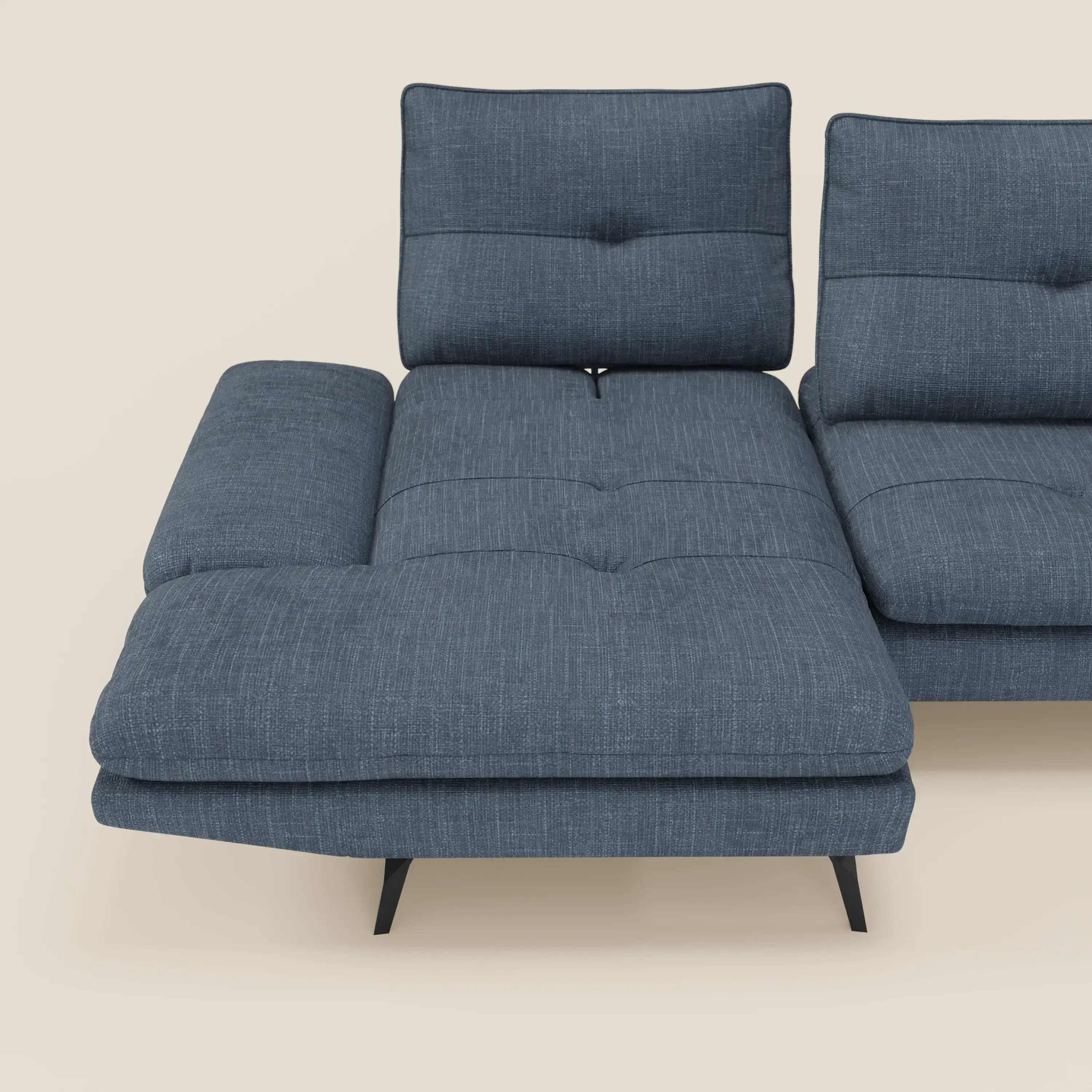 Ardex Canapé avec méridienne - dossiers coulissants et accoudoirs réglables en élégant tissu imperméable T06 bleu - Image 8
