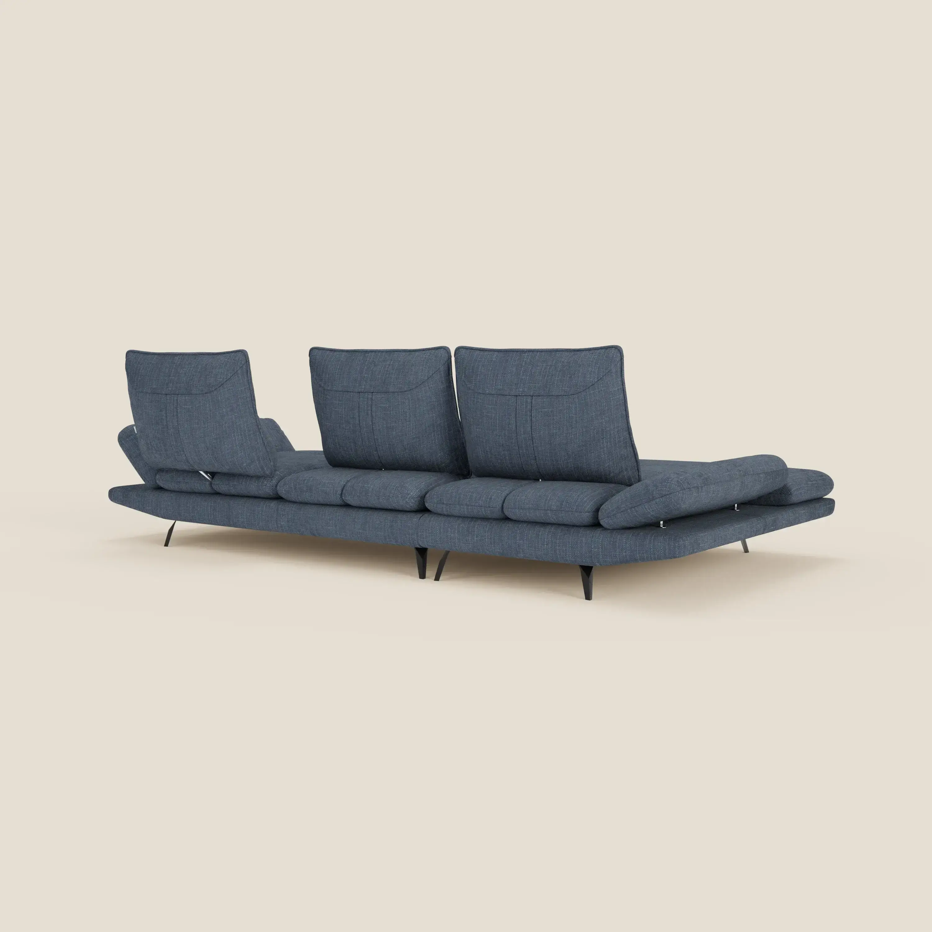 Ardex Canapé avec méridienne - dossiers coulissants et accoudoirs réglables en élégant tissu imperméable T06 bleu - Image 9