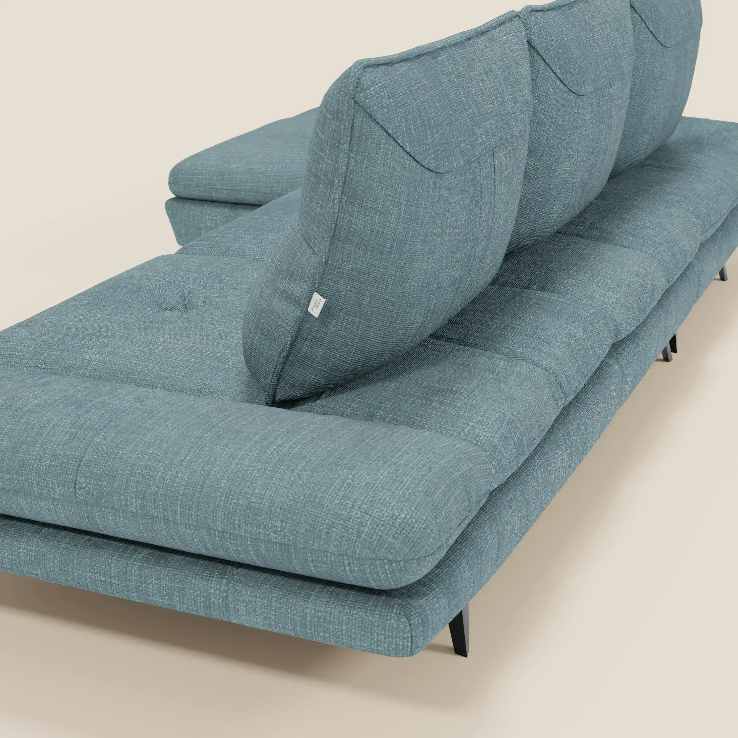 Ardex Canapé avec méridienne - dossiers coulissants et accoudoirs réglables en élégant tissu imperméable T06 bleu ciel - Image 10