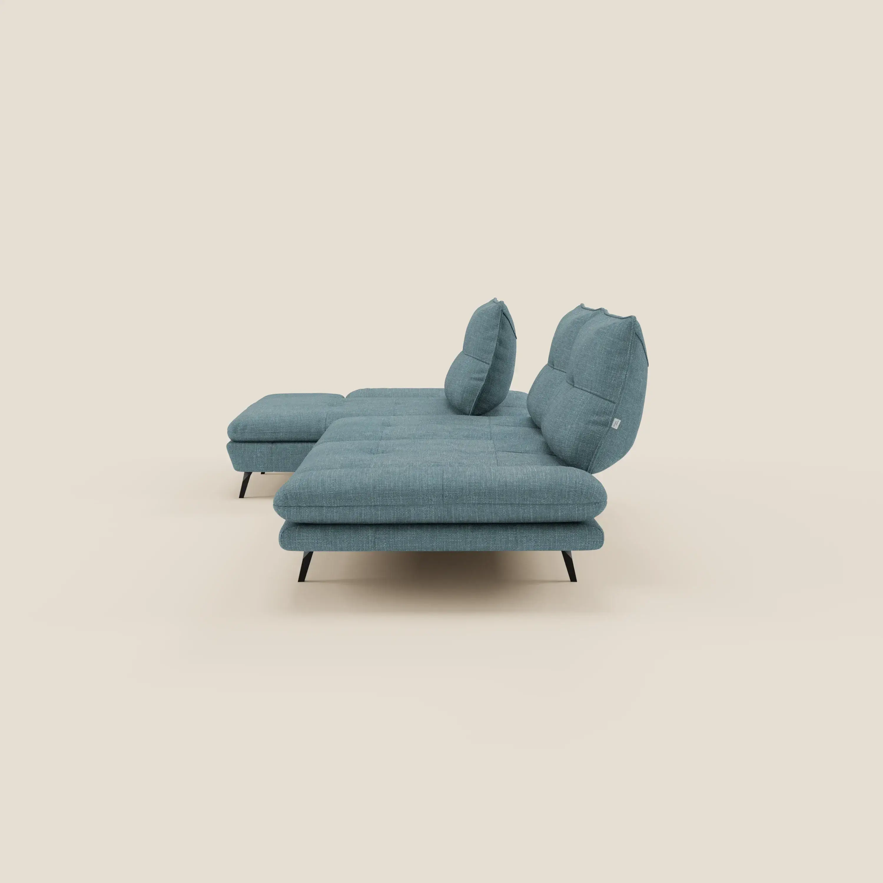 Ardex Canapé avec méridienne - dossiers coulissants et accoudoirs réglables en élégant tissu imperméable T06 bleu ciel - Image 7
