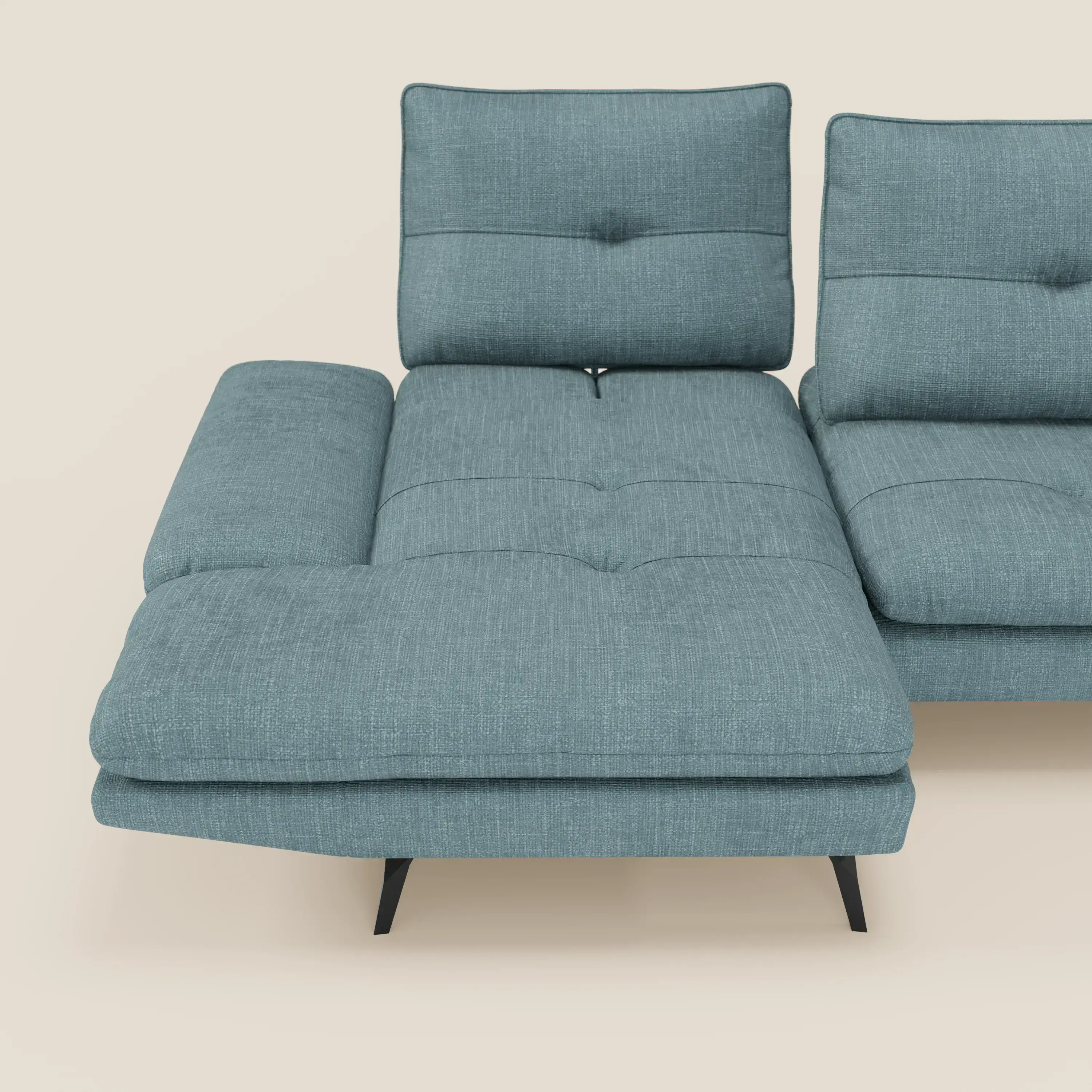 Ardex Canapé avec méridienne - dossiers coulissants et accoudoirs réglables en élégant tissu imperméable T06 bleu ciel - Image 8