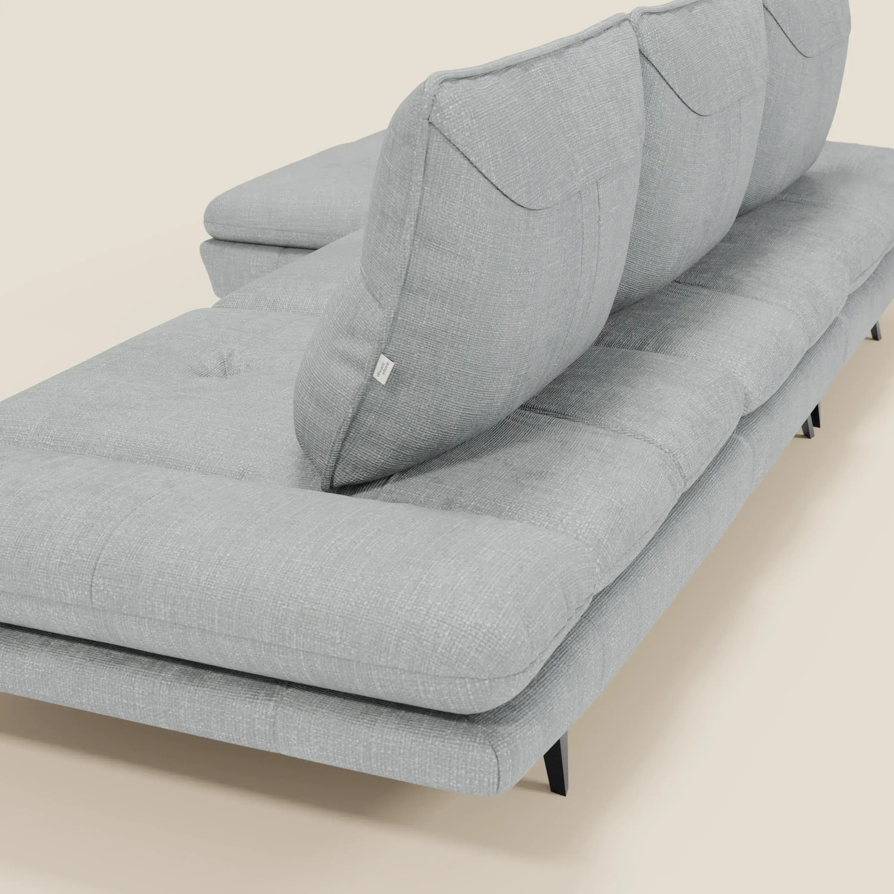 Ardex Canapé avec méridienne - dossiers coulissants et accoudoirs réglables en élégant tissu imperméable T06 bleu glacier - Image 10