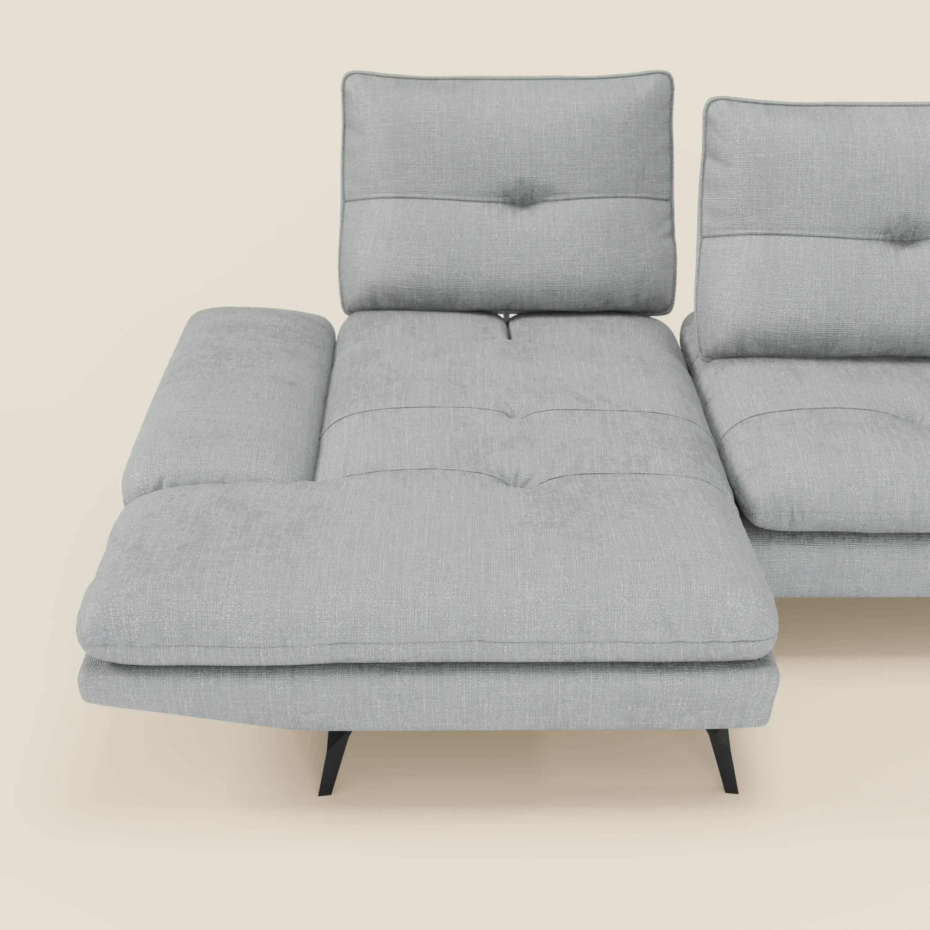 Ardex Canapé avec méridienne - dossiers coulissants et accoudoirs réglables en élégant tissu imperméable T06 bleu glacier - Image 8