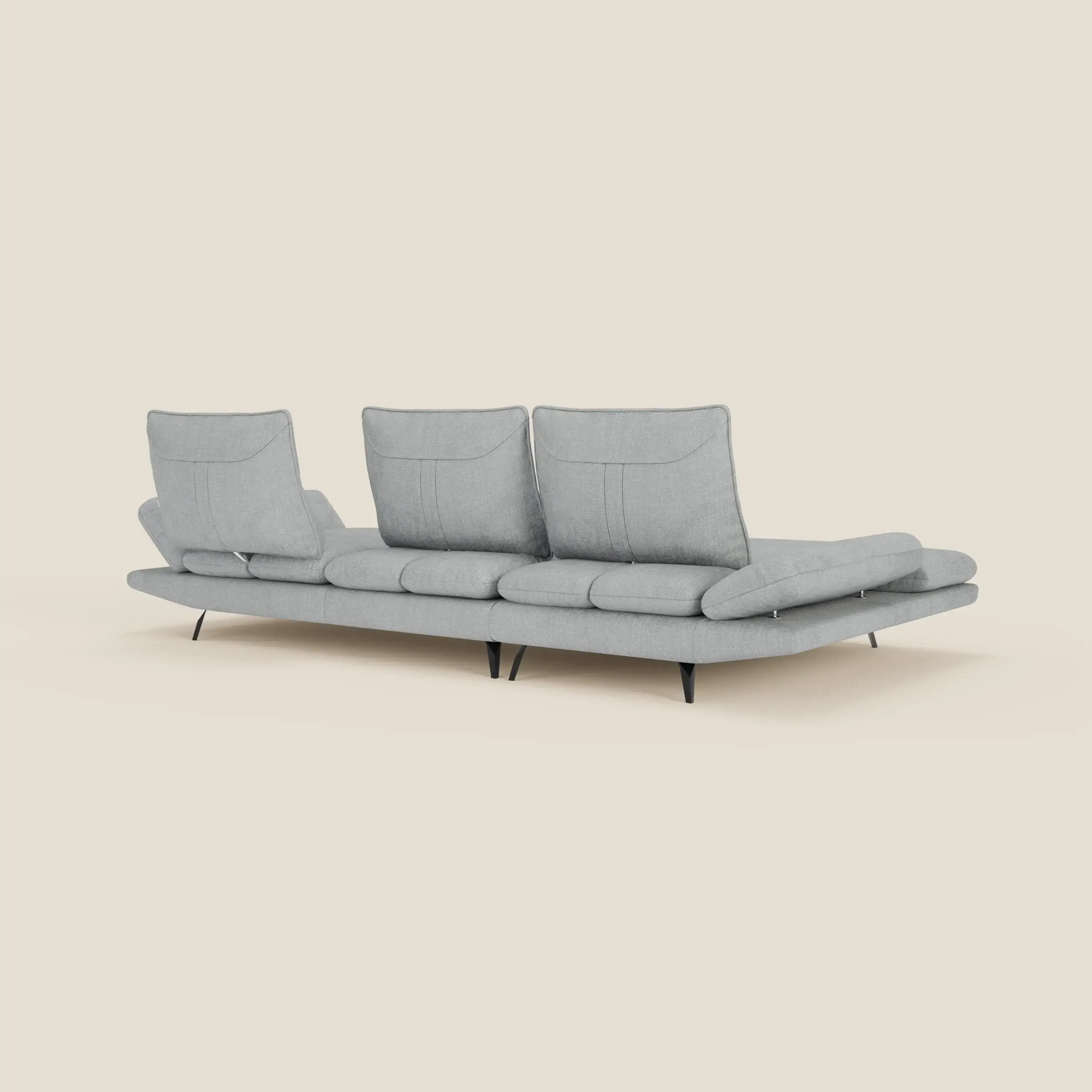 Ardex Canapé avec méridienne - dossiers coulissants et accoudoirs réglables en élégant tissu imperméable T06 bleu glacier - Image 9