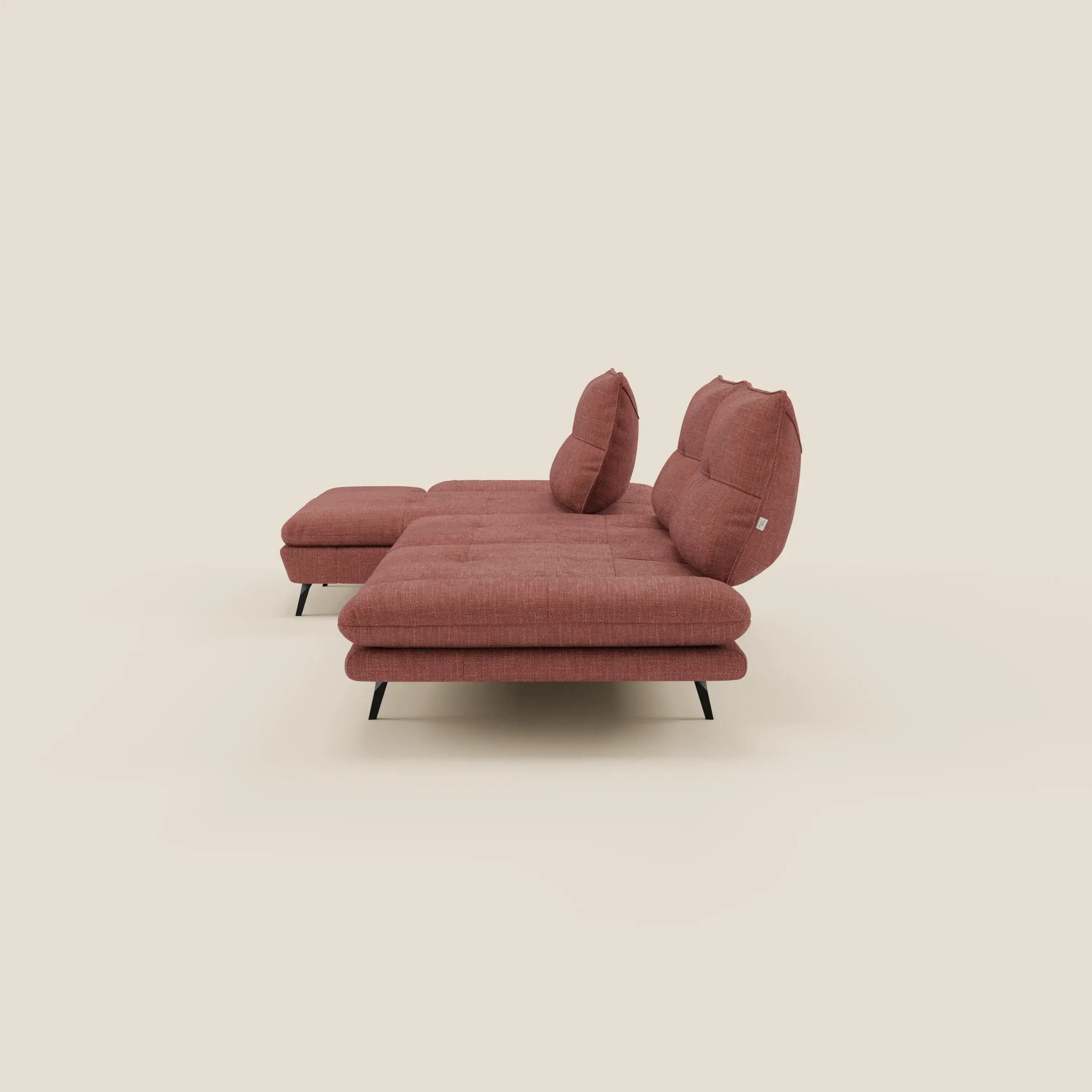Ardex Canapé avec méridienne - dossiers coulissants et accoudoirs réglables en élégant tissu imperméable T06 corail - Image 7