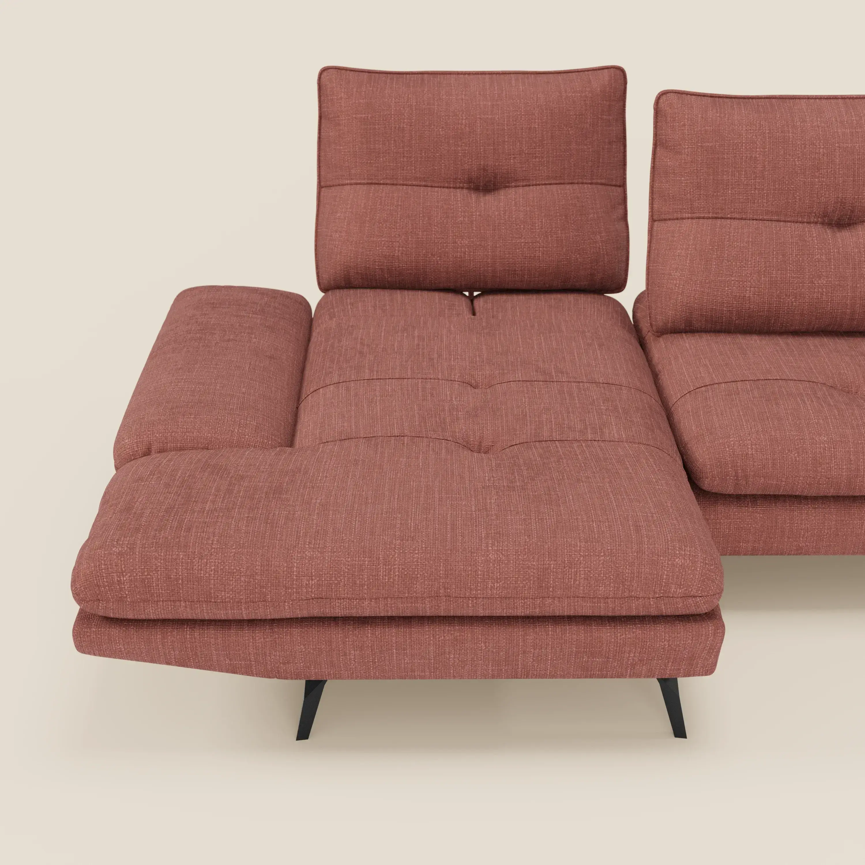 Ardex Canapé avec méridienne - dossiers coulissants et accoudoirs réglables en élégant tissu imperméable T06 corail - Image 8