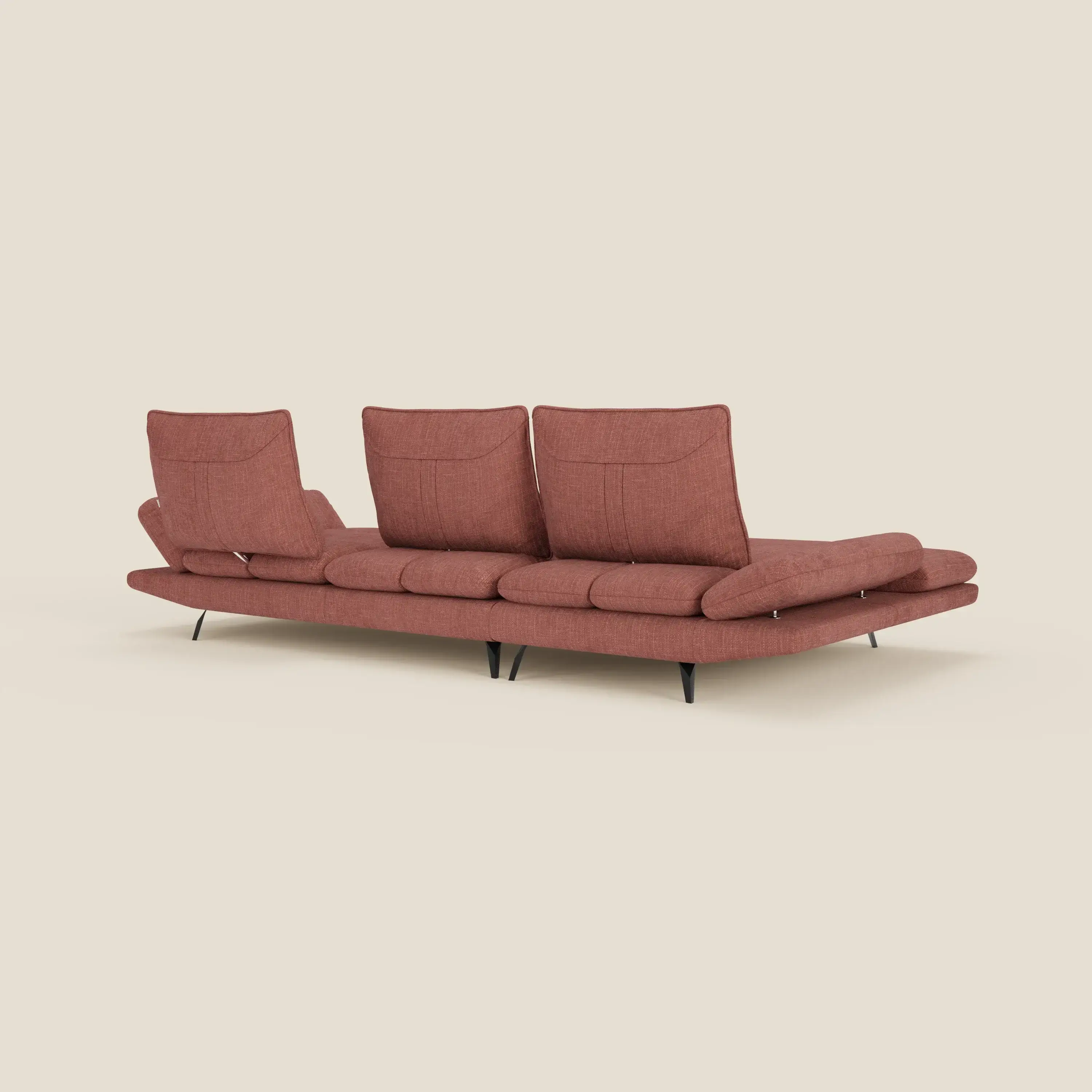 Ardex Canapé avec méridienne - dossiers coulissants et accoudoirs réglables en élégant tissu imperméable T06 corail - Image 9