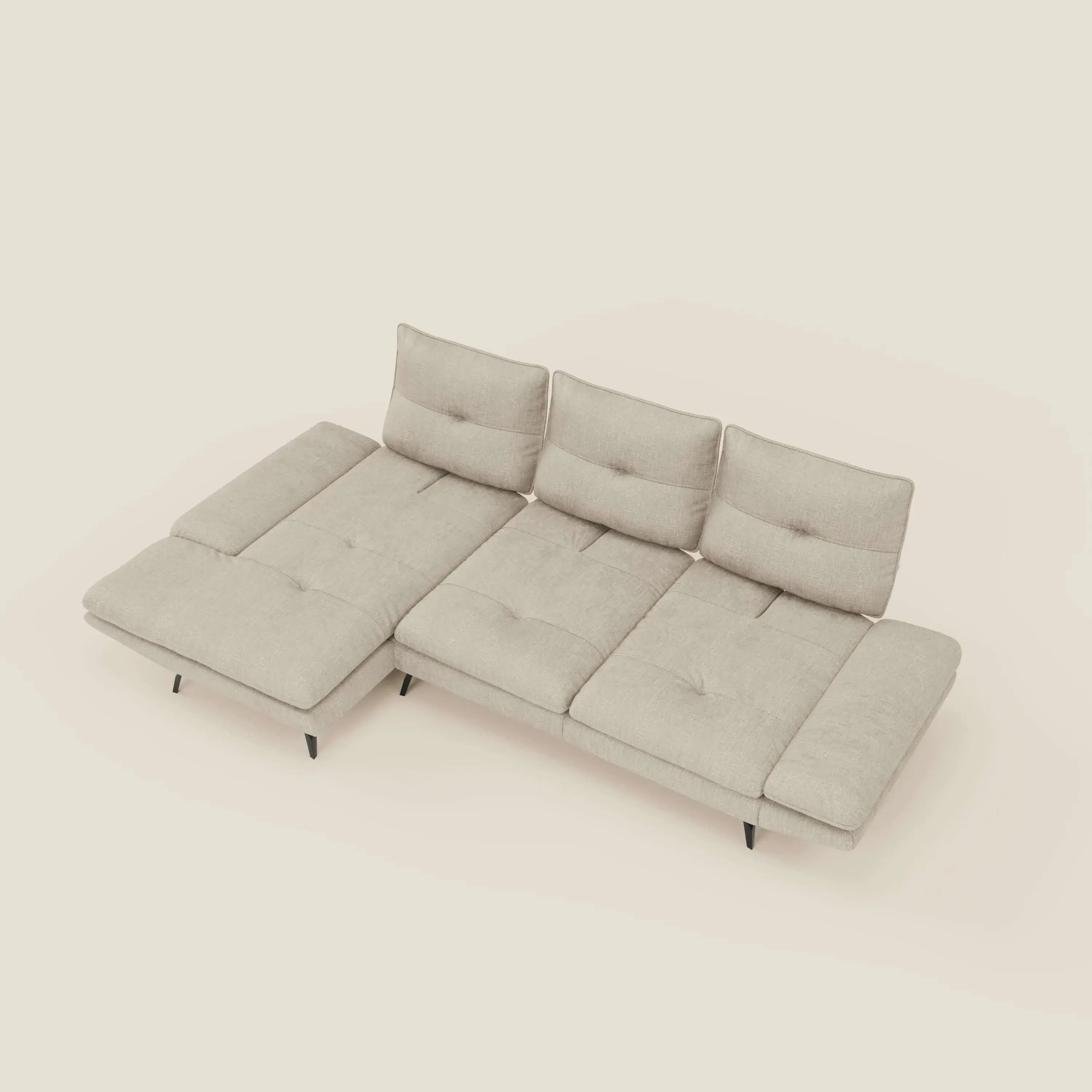 Ardex Canapé avec méridienne - dossiers coulissants et accoudoirs réglables en élégant tissu imperméable T06 crème - Image 11