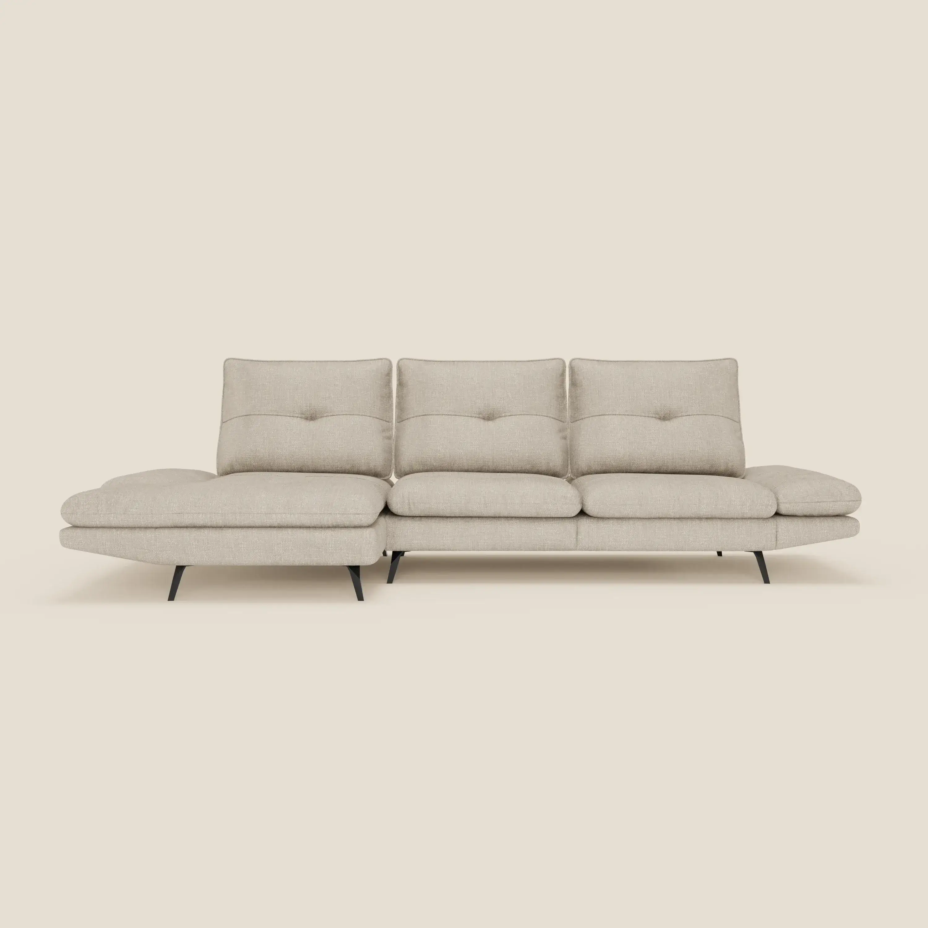Ardex Canapé avec méridienne - dossiers coulissants et accoudoirs réglables en élégant tissu imperméable T06 crème - Image 3