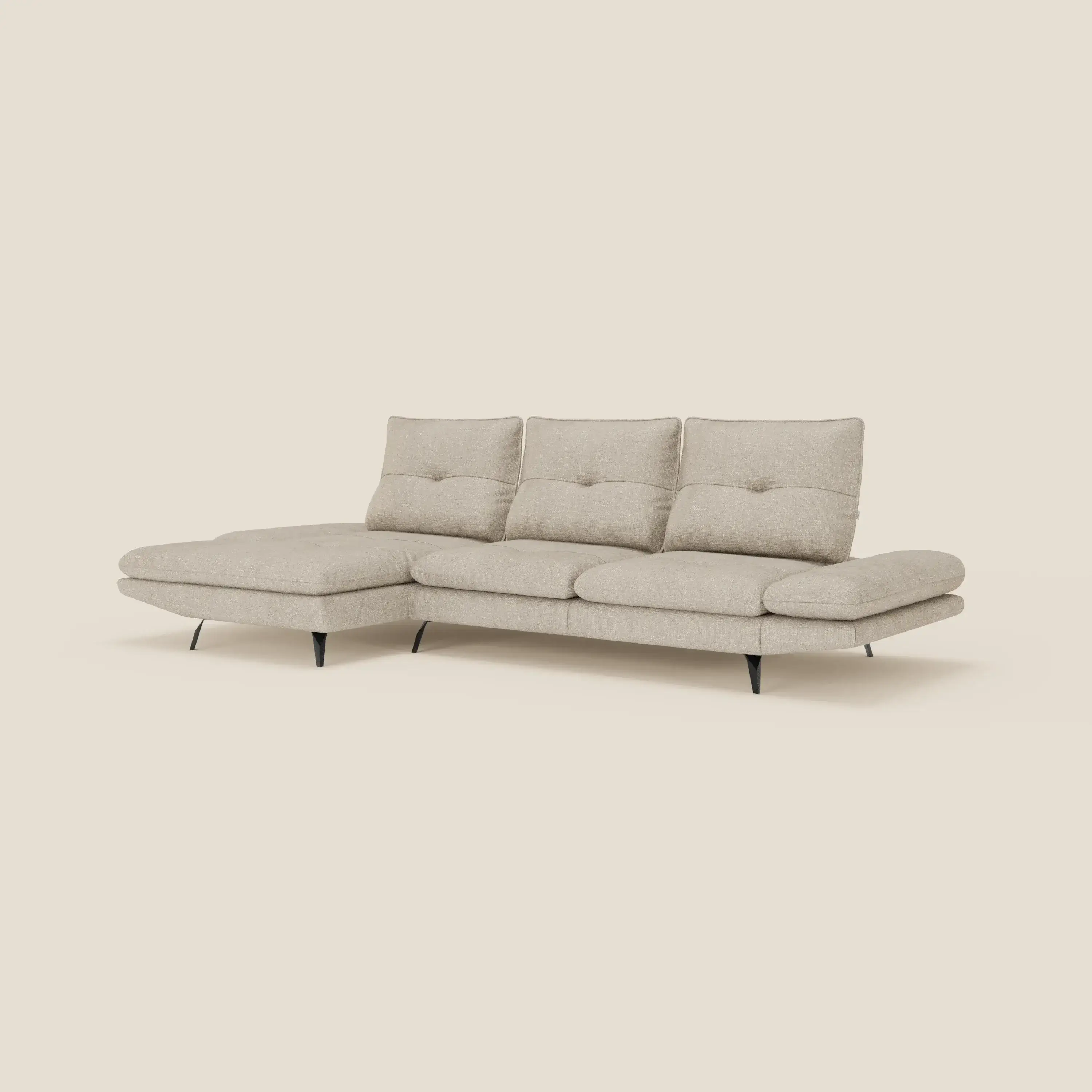 Ardex Canapé avec méridienne - dossiers coulissants et accoudoirs réglables en élégant tissu imperméable T06 crème - Image 5