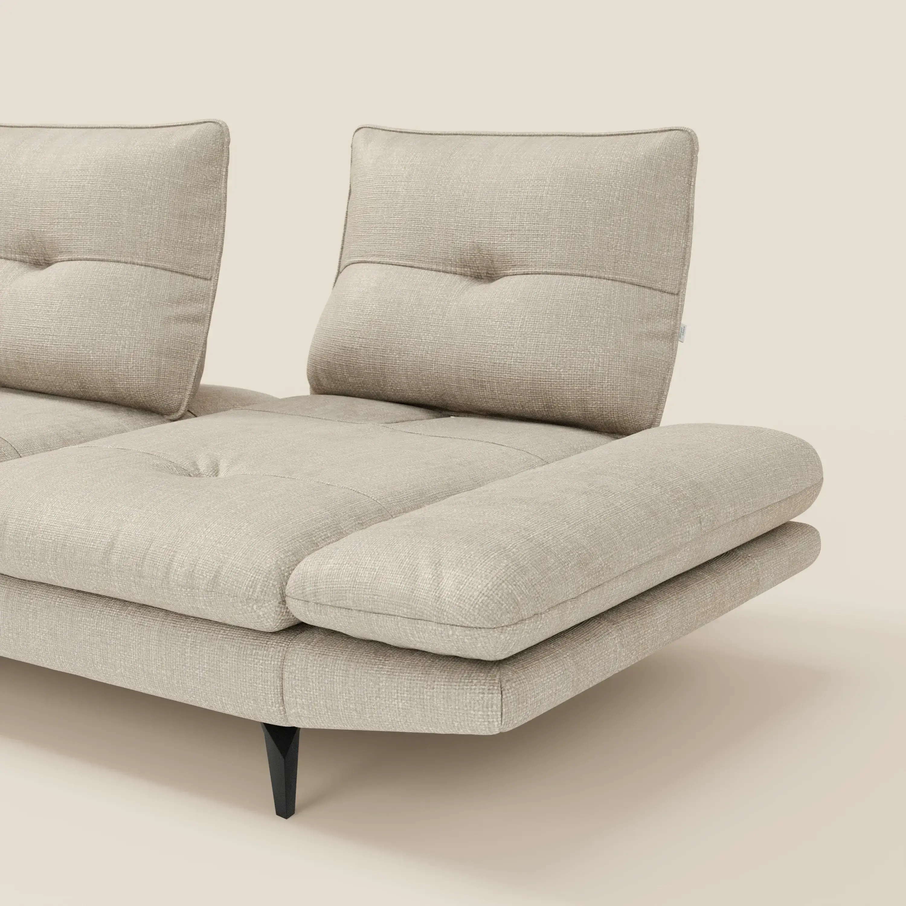 Ardex Canapé avec méridienne - dossiers coulissants et accoudoirs réglables en élégant tissu imperméable T06 crème - Image 6