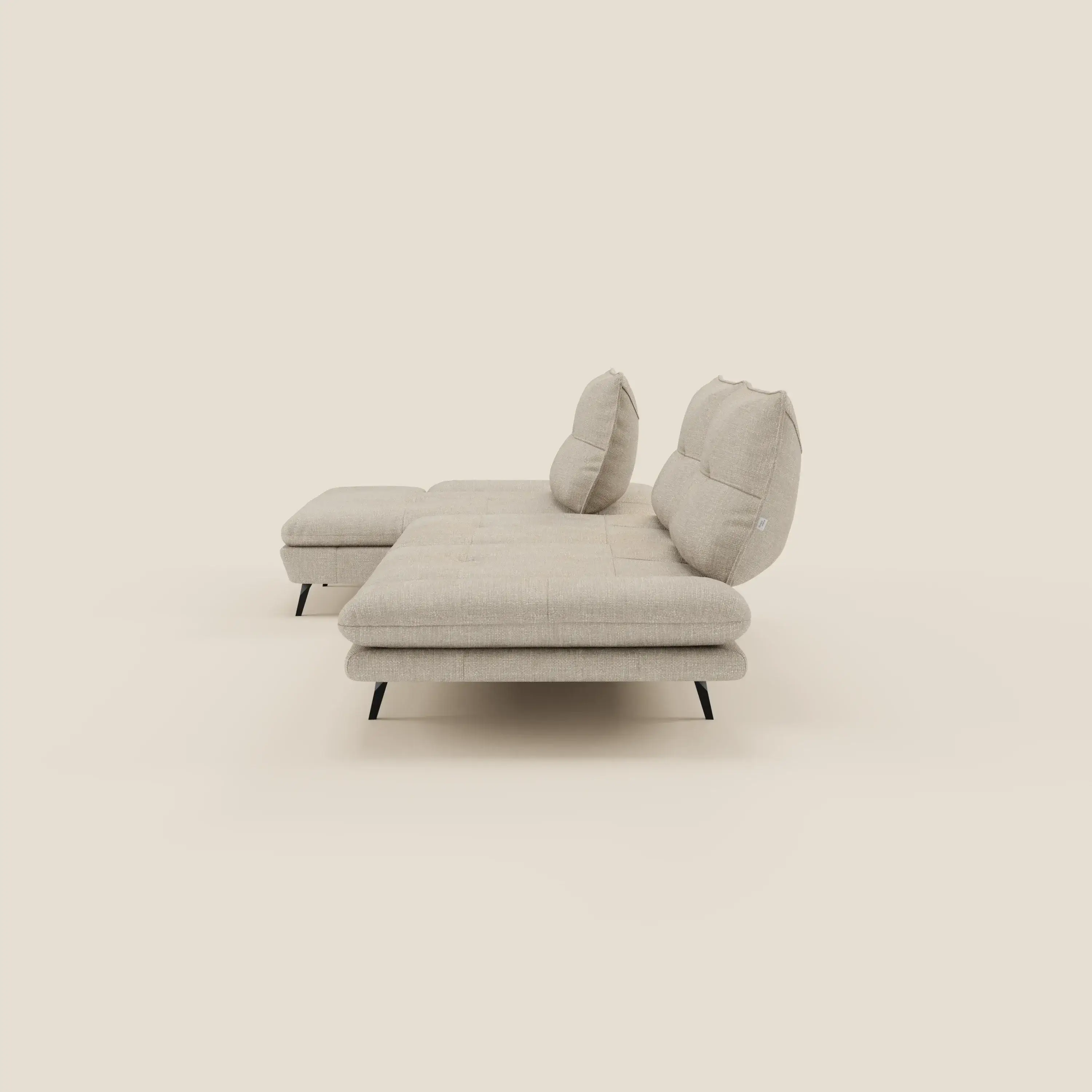 Ardex Canapé avec méridienne - dossiers coulissants et accoudoirs réglables en élégant tissu imperméable T06 crème - Image 7