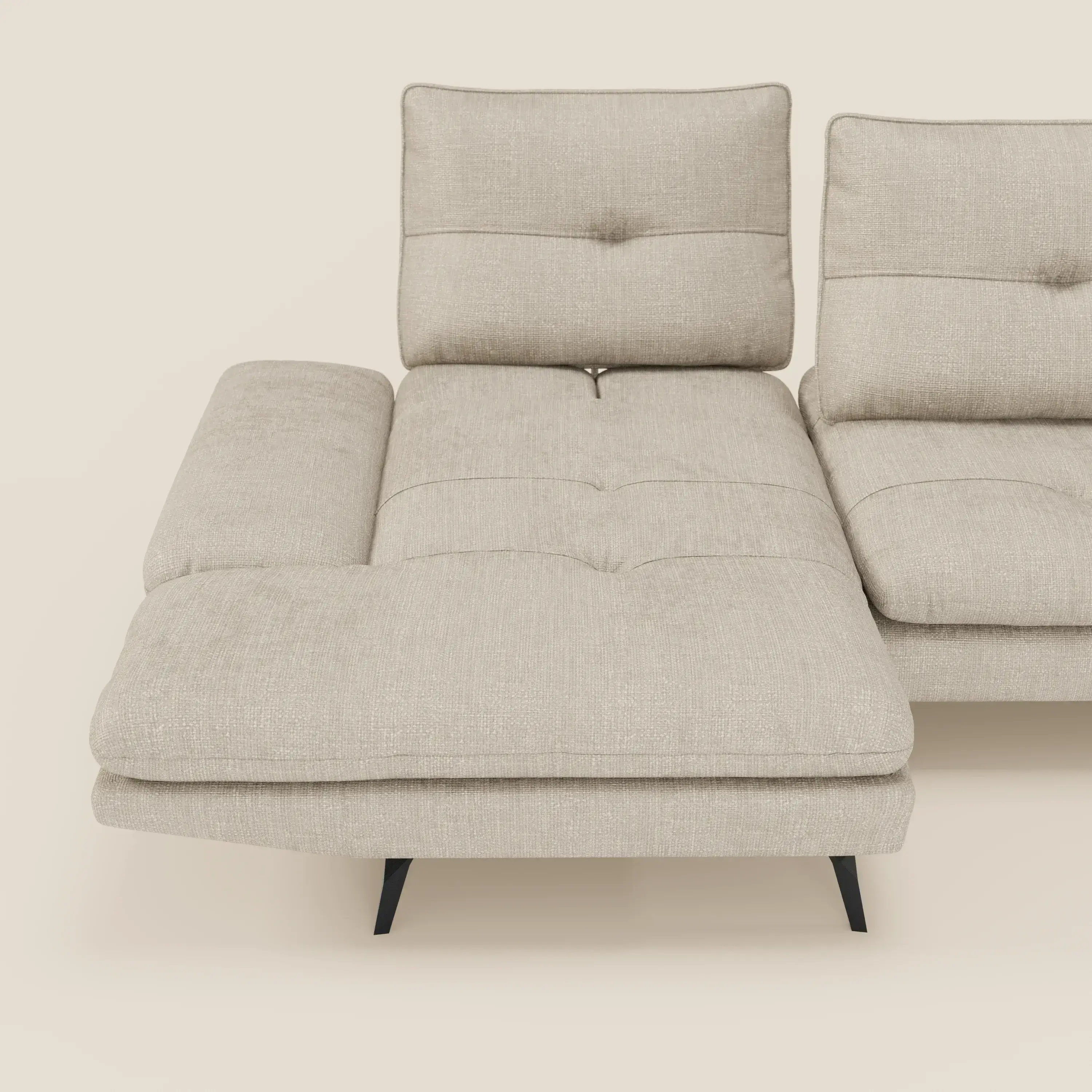 Ardex Canapé avec méridienne - dossiers coulissants et accoudoirs réglables en élégant tissu imperméable T06 crème - Image 8