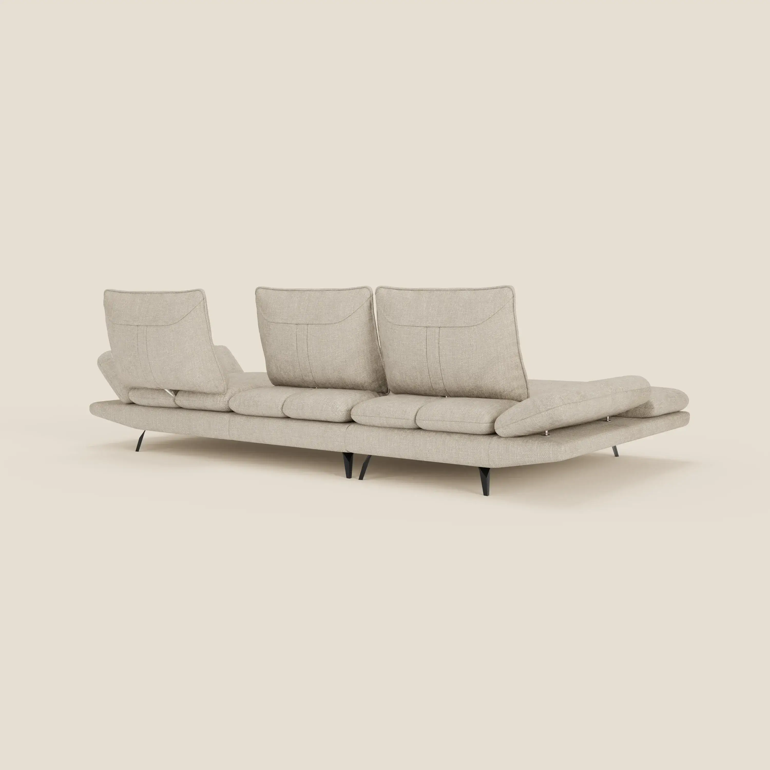 Ardex Canapé avec méridienne - dossiers coulissants et accoudoirs réglables en élégant tissu imperméable T06 crème - Image 9