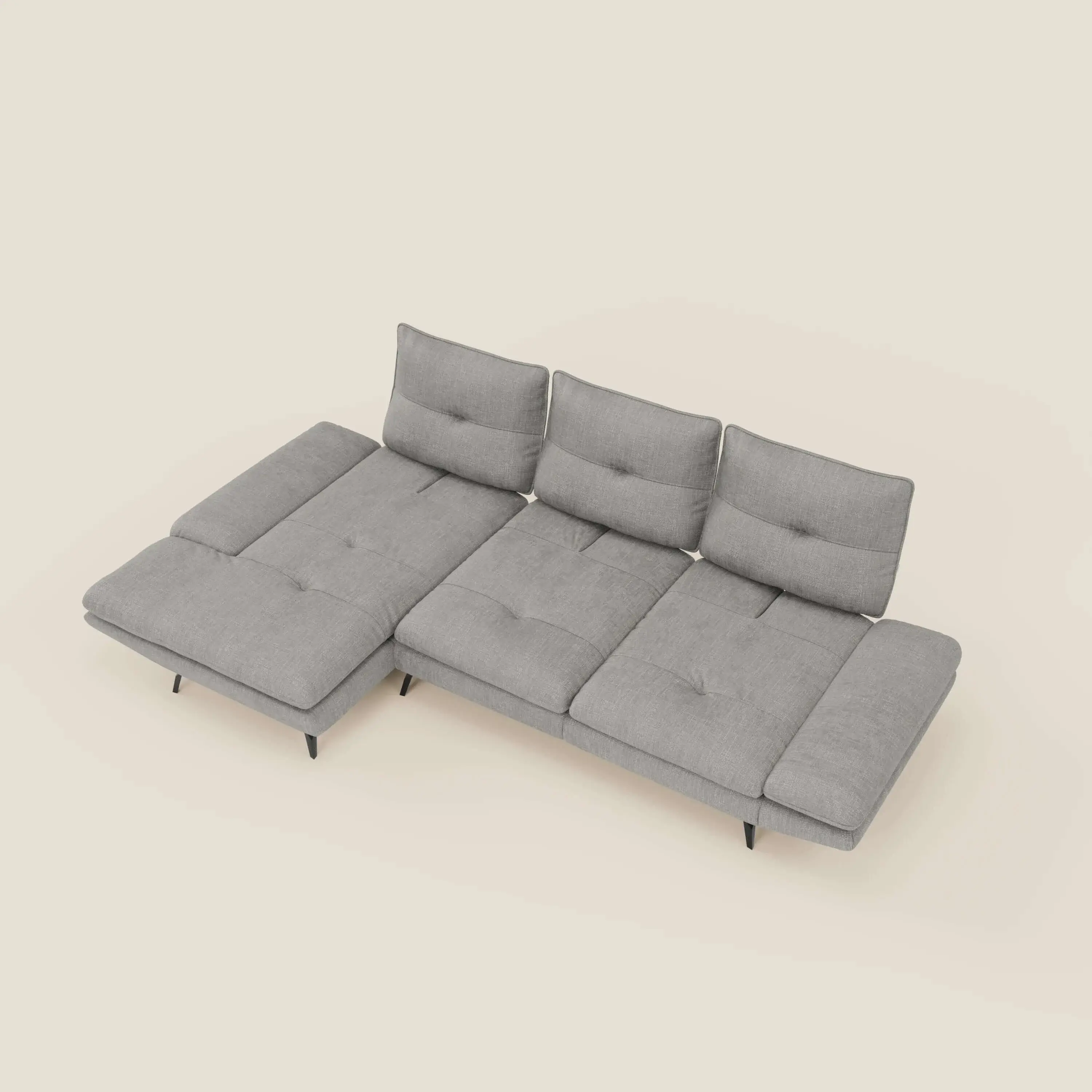 Ardex Canapé avec méridienne - dossiers coulissants et accoudoirs réglables en élégant tissu imperméable T06 gris - Image 11