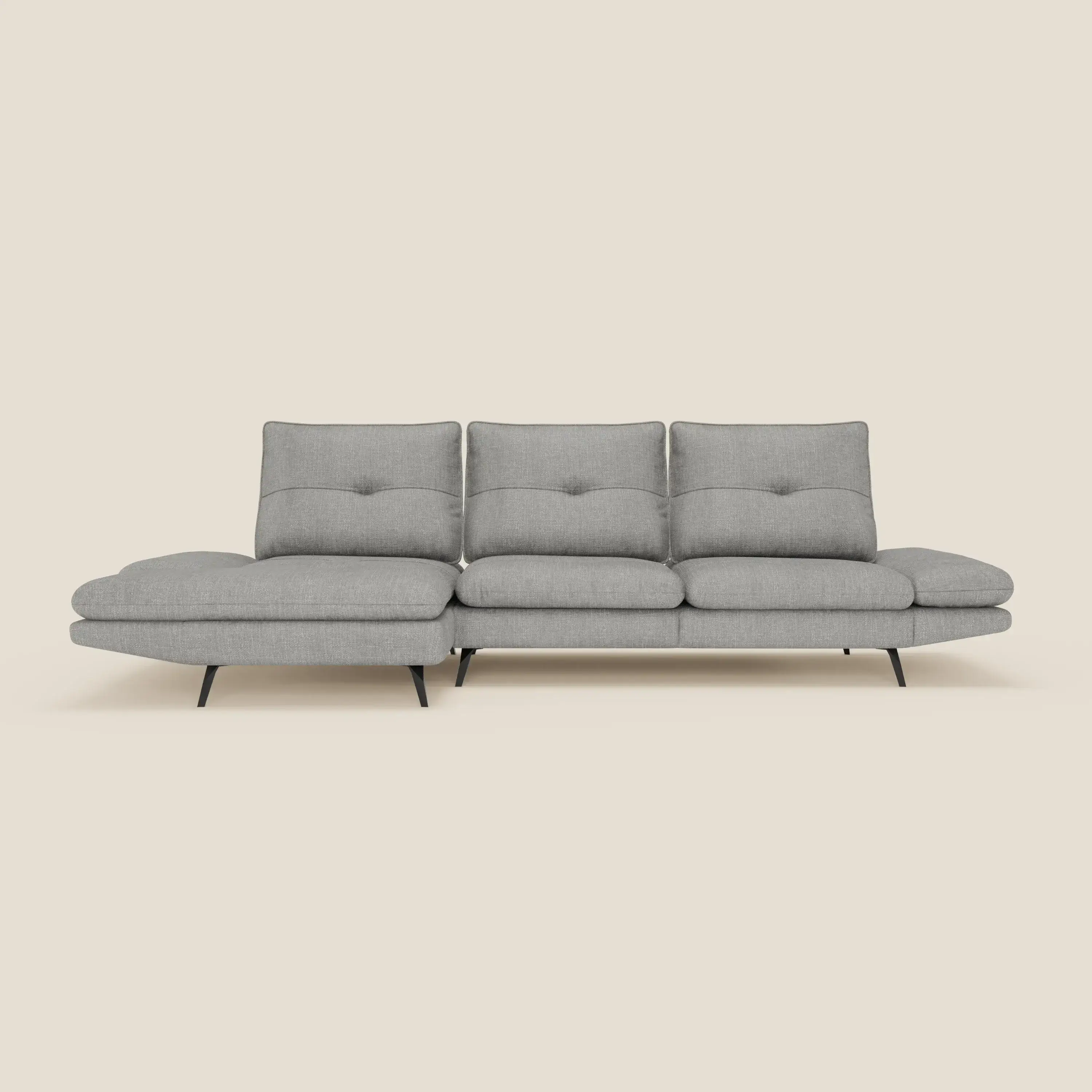Ardex Canapé avec méridienne - dossiers coulissants et accoudoirs réglables en élégant tissu imperméable T06 gris - Image 3