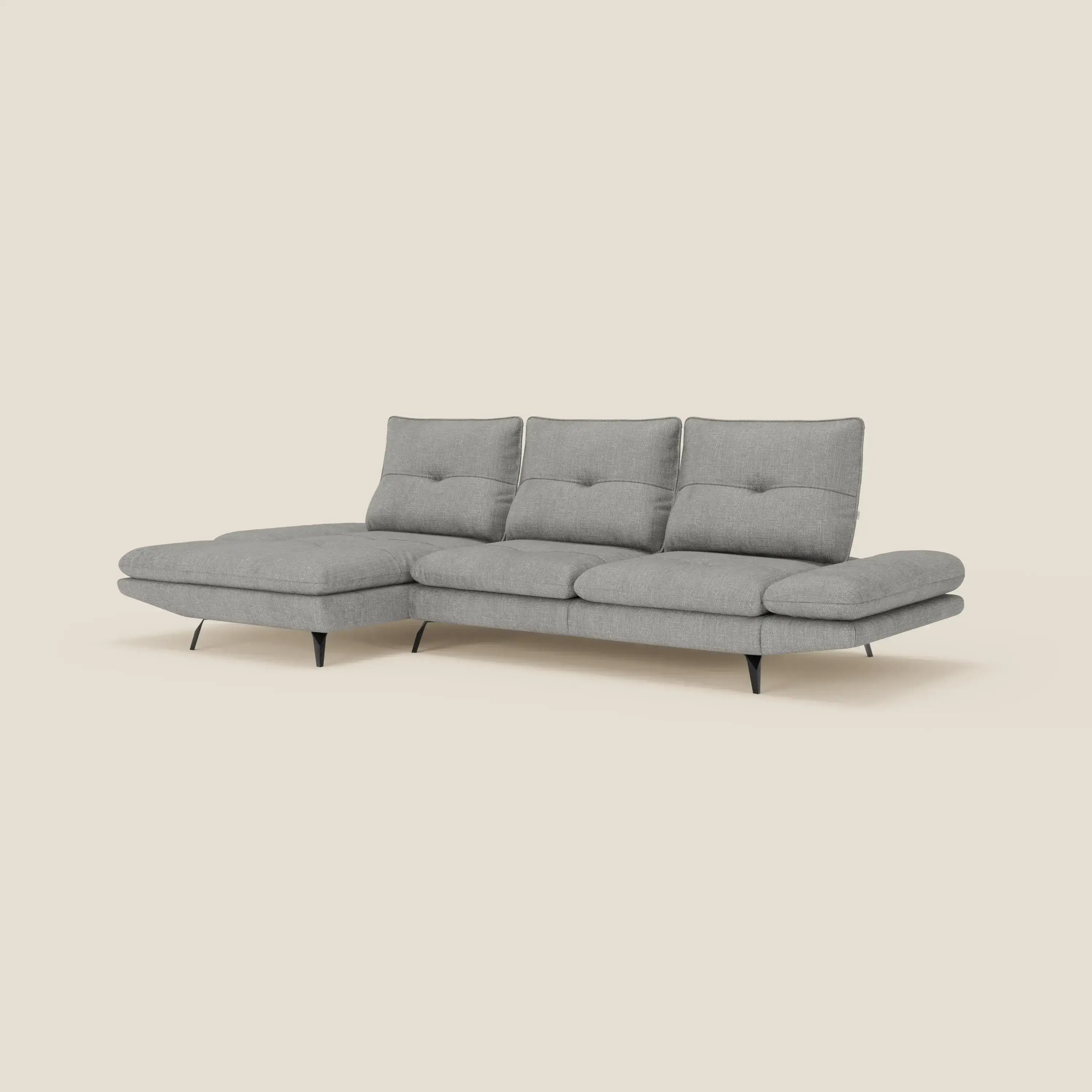 Ardex Canapé avec méridienne - dossiers coulissants et accoudoirs réglables en élégant tissu imperméable T06 gris - Image 5