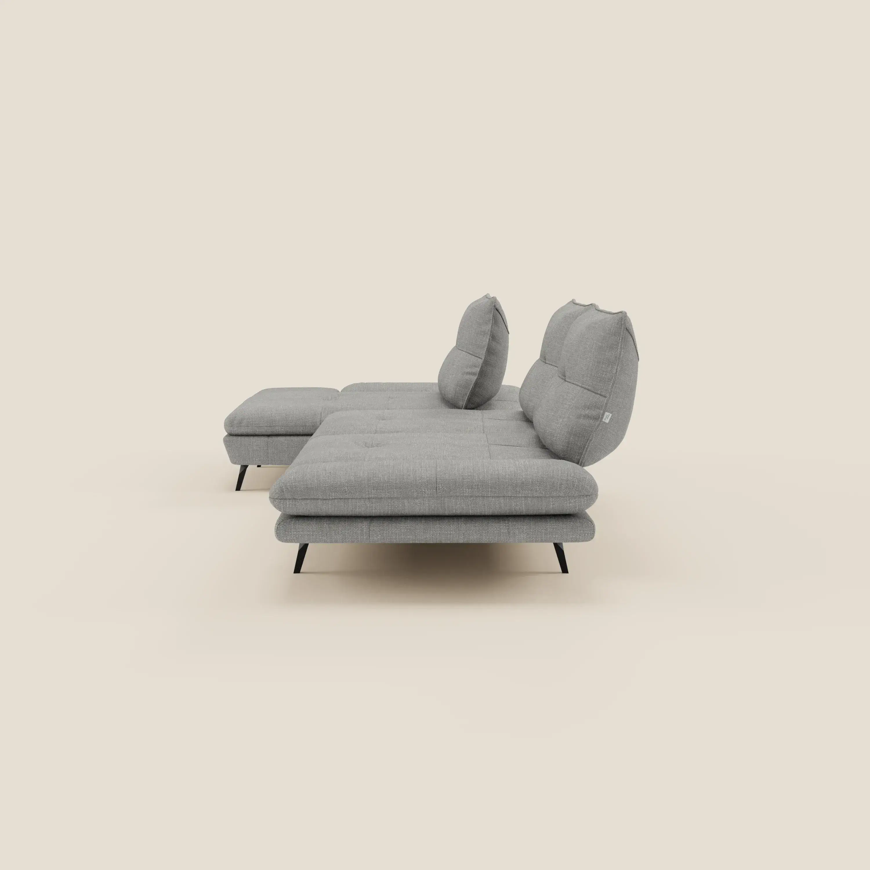 Ardex Canapé avec méridienne - dossiers coulissants et accoudoirs réglables en élégant tissu imperméable T06 gris - Image 7