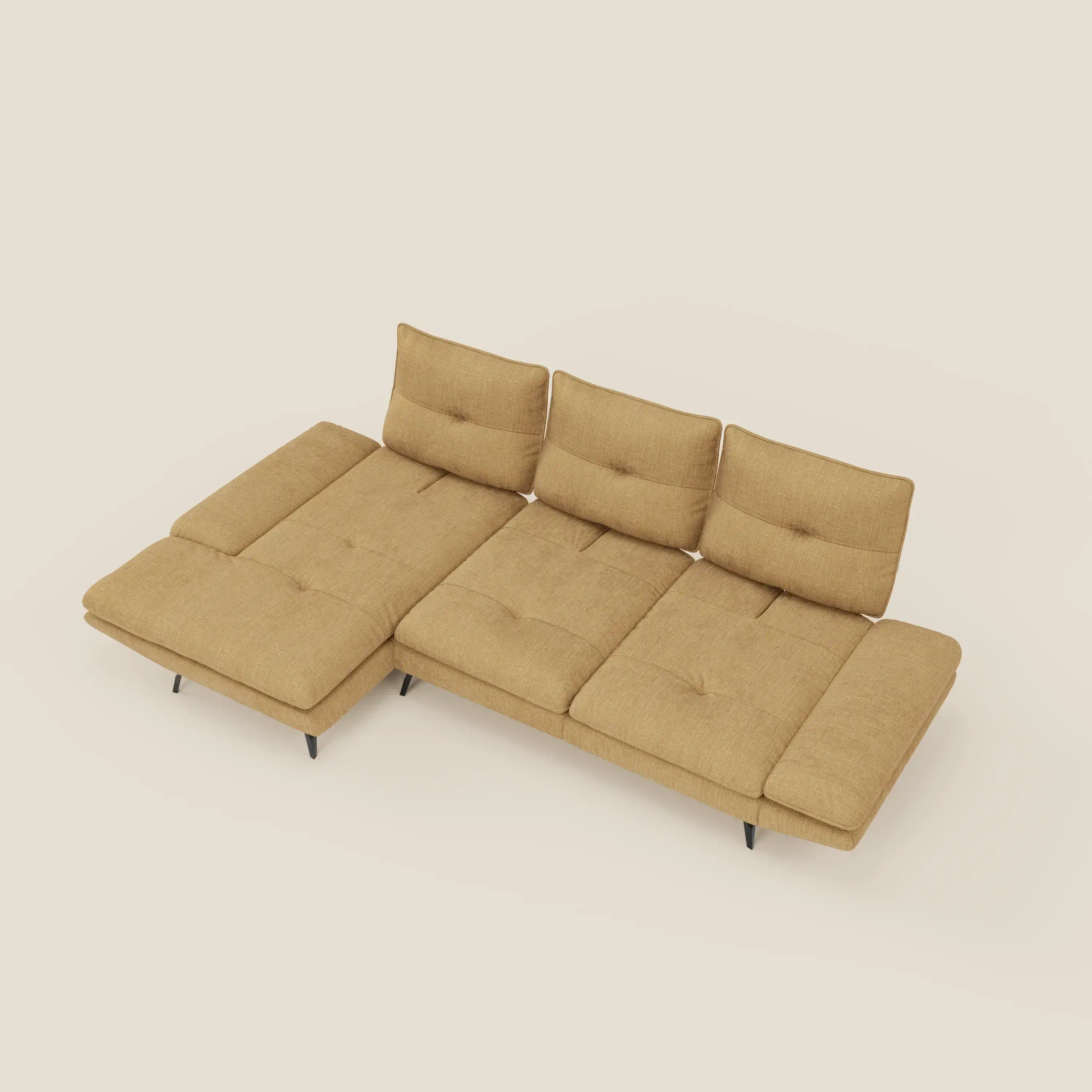 Ardex Canapé avec méridienne - dossiers coulissants et accoudoirs réglables en élégant tissu imperméable T06 jaune - Image 11