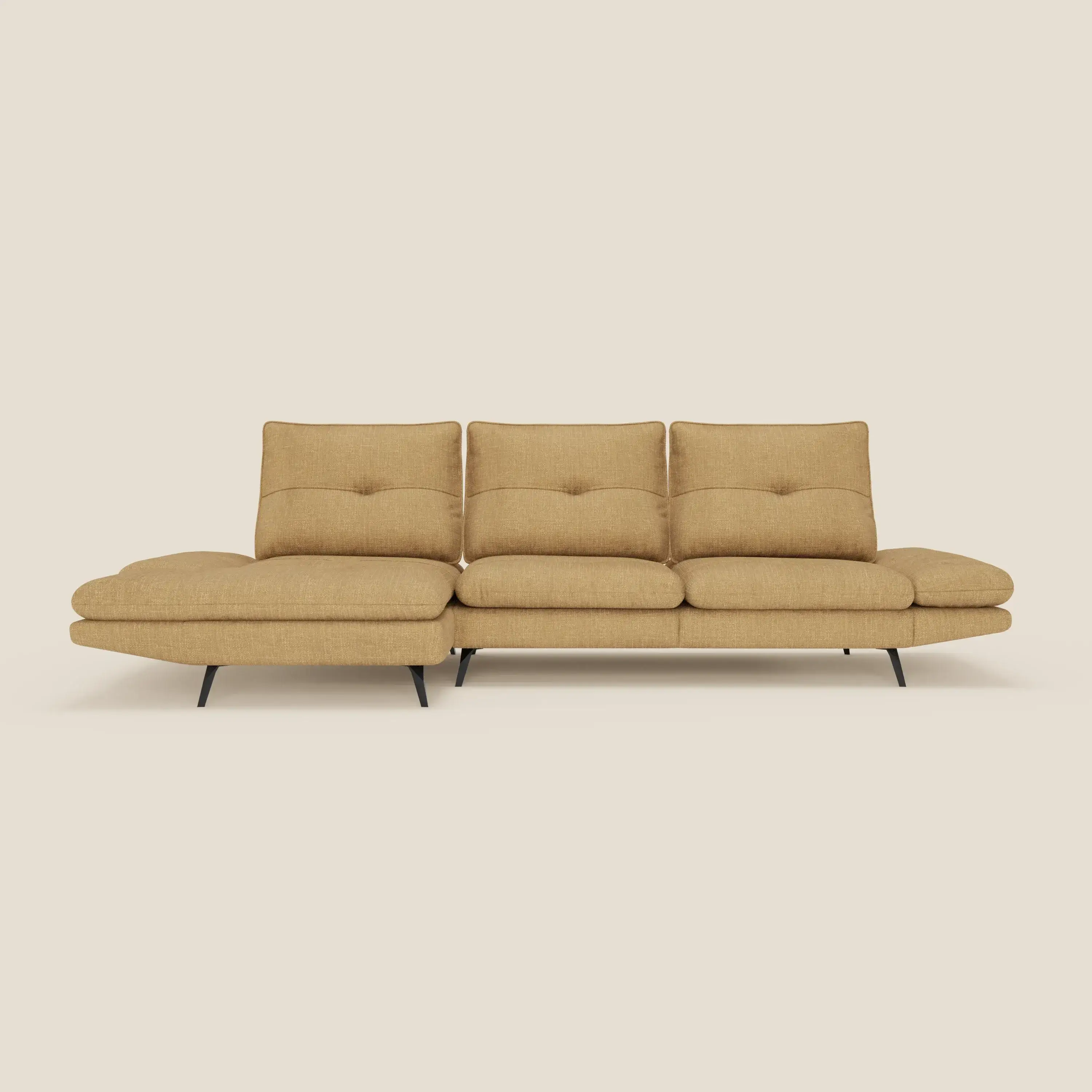 Ardex Canapé avec méridienne - dossiers coulissants et accoudoirs réglables en élégant tissu imperméable T06 jaune - Image 3