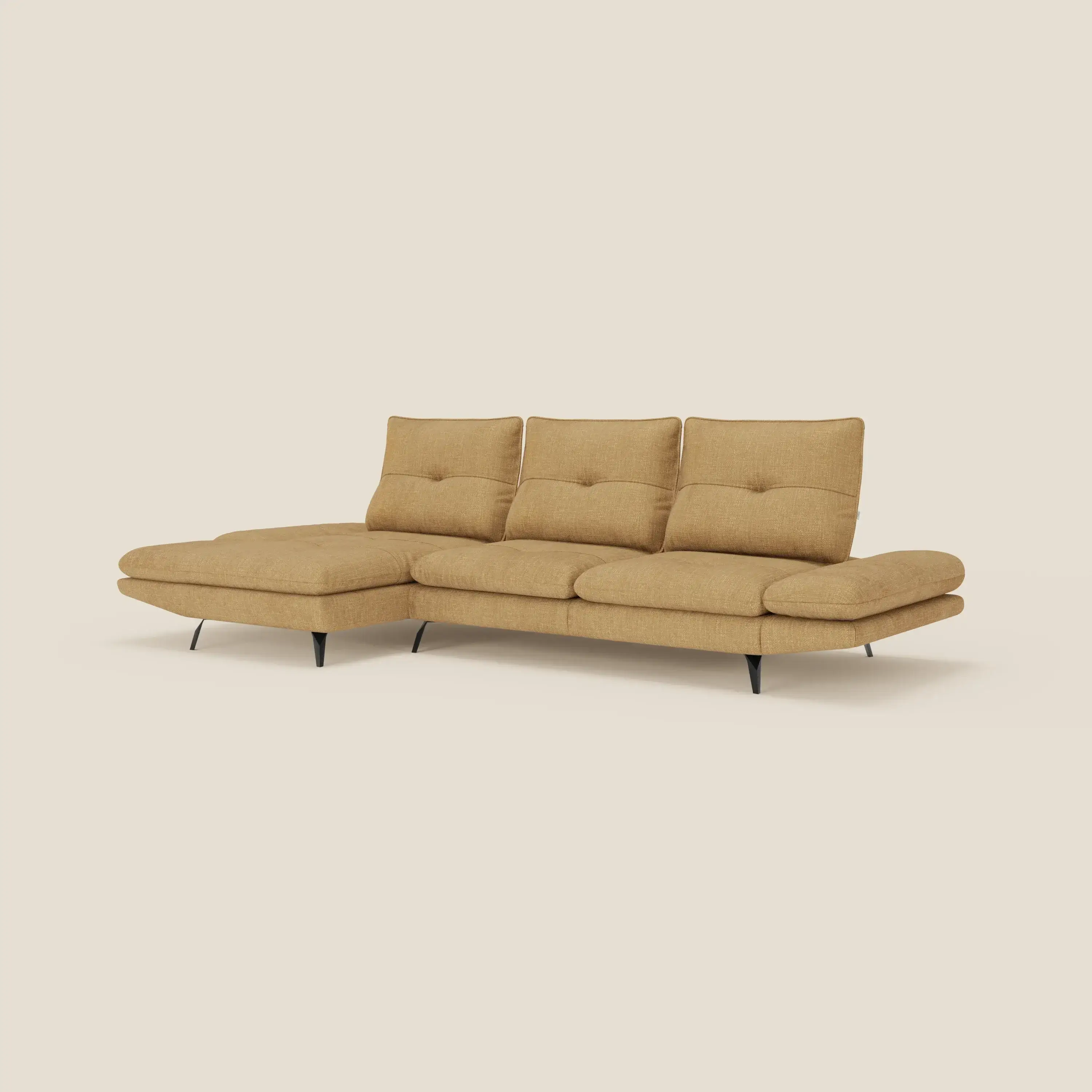Ardex Canapé avec méridienne - dossiers coulissants et accoudoirs réglables en élégant tissu imperméable T06 jaune - Image 5