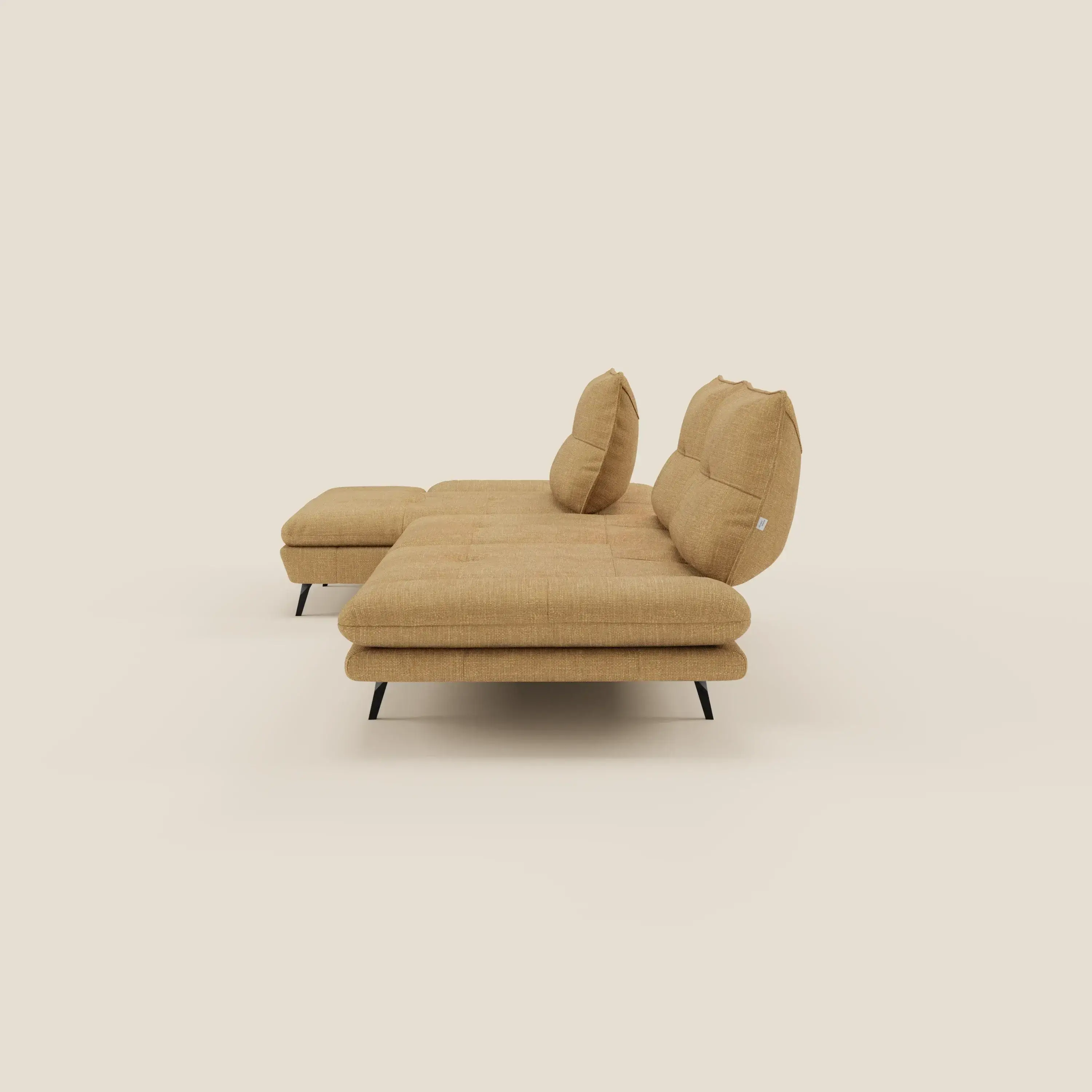 Ardex Canapé avec méridienne - dossiers coulissants et accoudoirs réglables en élégant tissu imperméable T06 jaune - Image 7