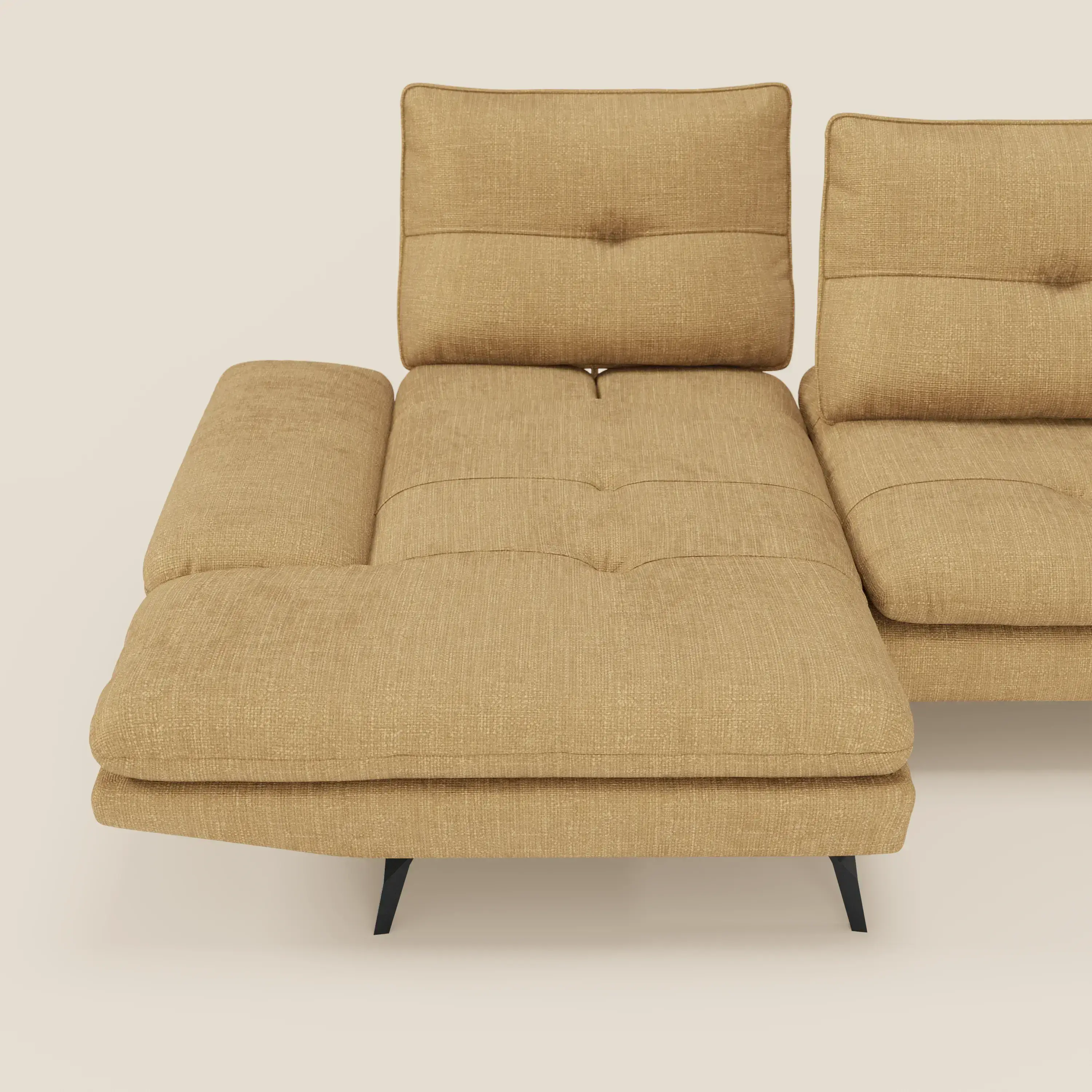 Ardex Canapé avec méridienne - dossiers coulissants et accoudoirs réglables en élégant tissu imperméable T06 jaune - Image 8